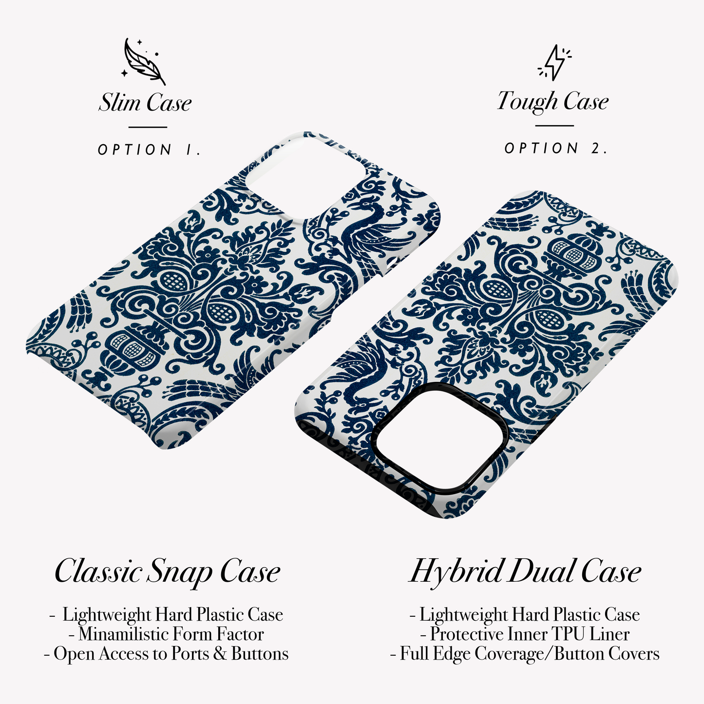Personalised Navy Damask Floral Case Phone Case