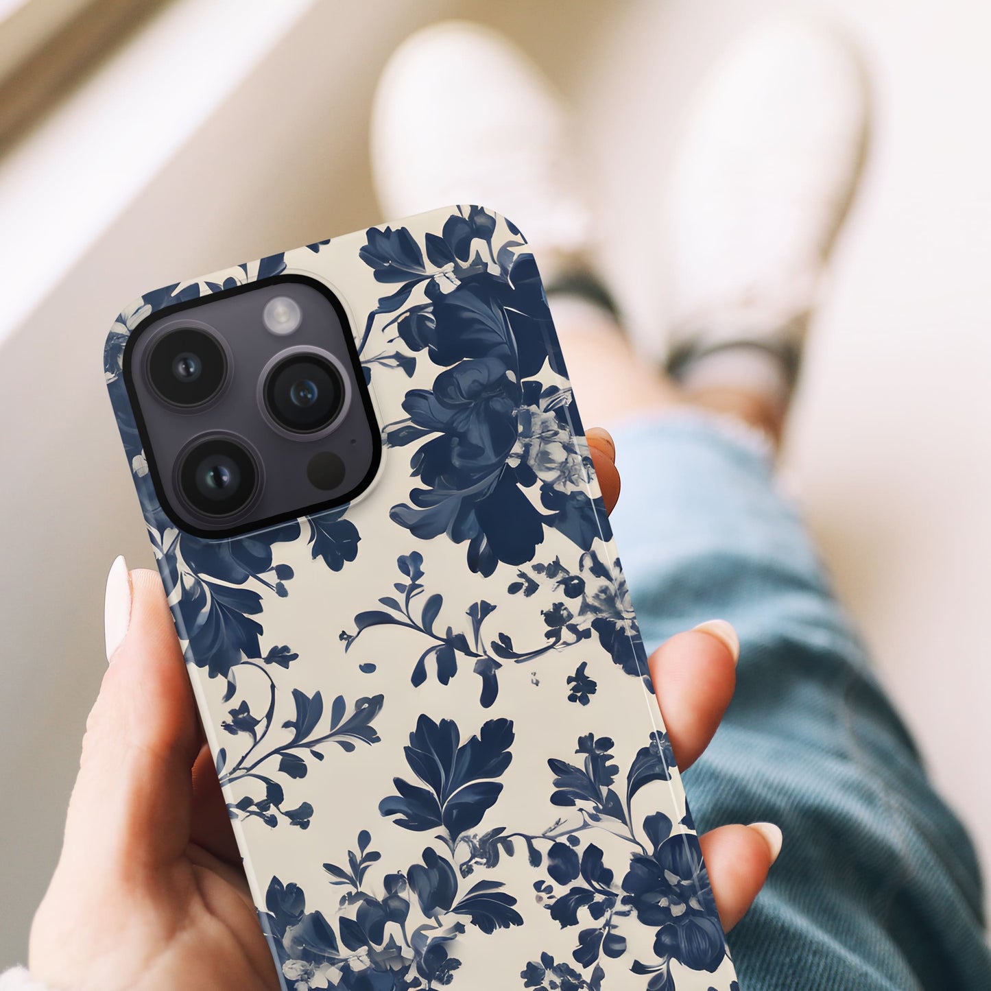 Navy Vintage Floral Pattern Case Phone Case