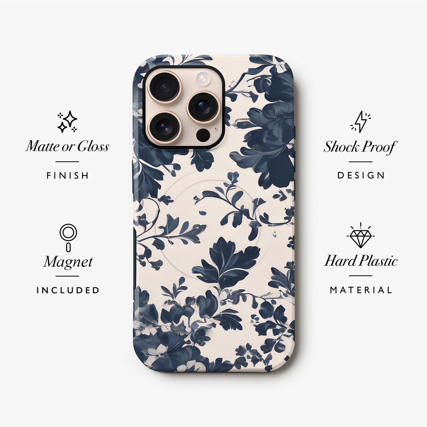 Navy Floral Magsafe Case