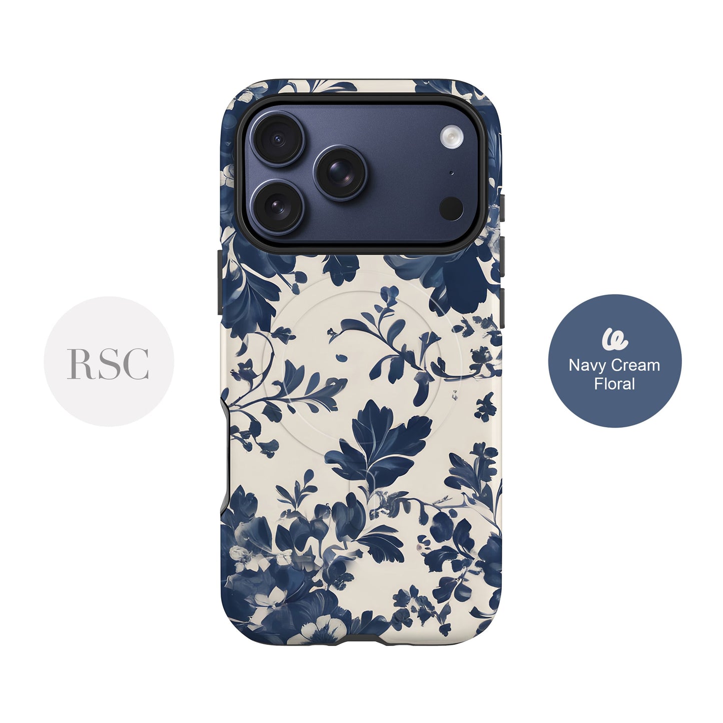 Navy Floral Magsafe Case