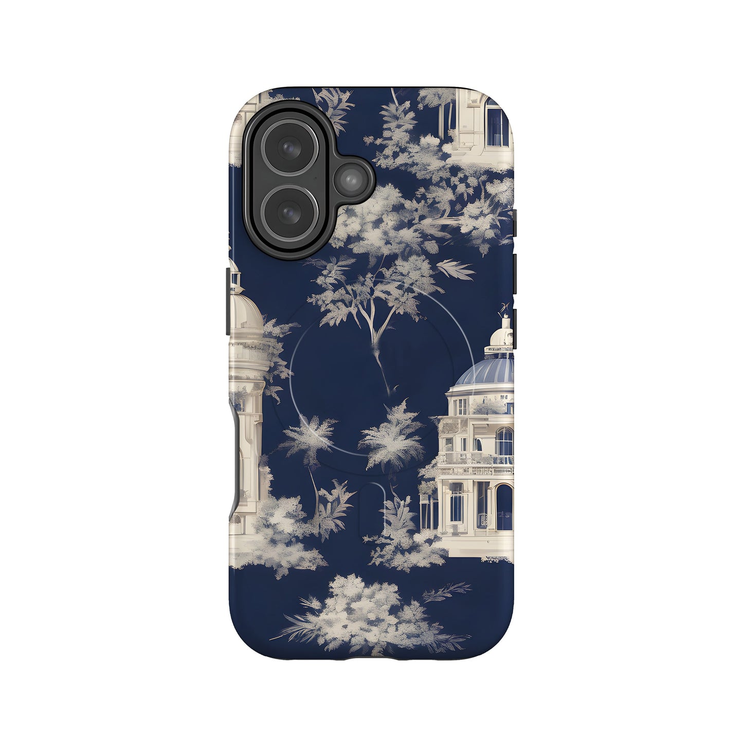 Navy Blue Floral Toile Magsafe Case