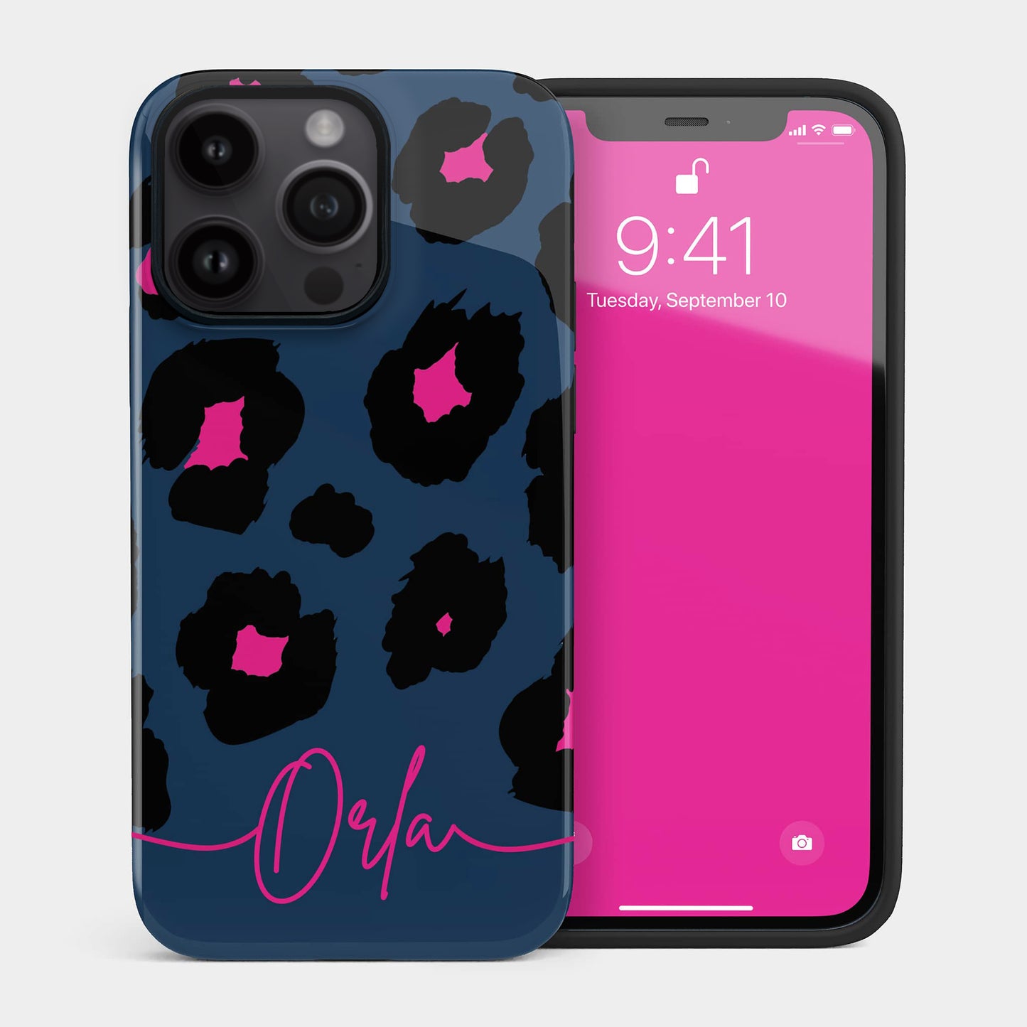 Personalised Navy Blue Leopard Print Phone Case Phone Case