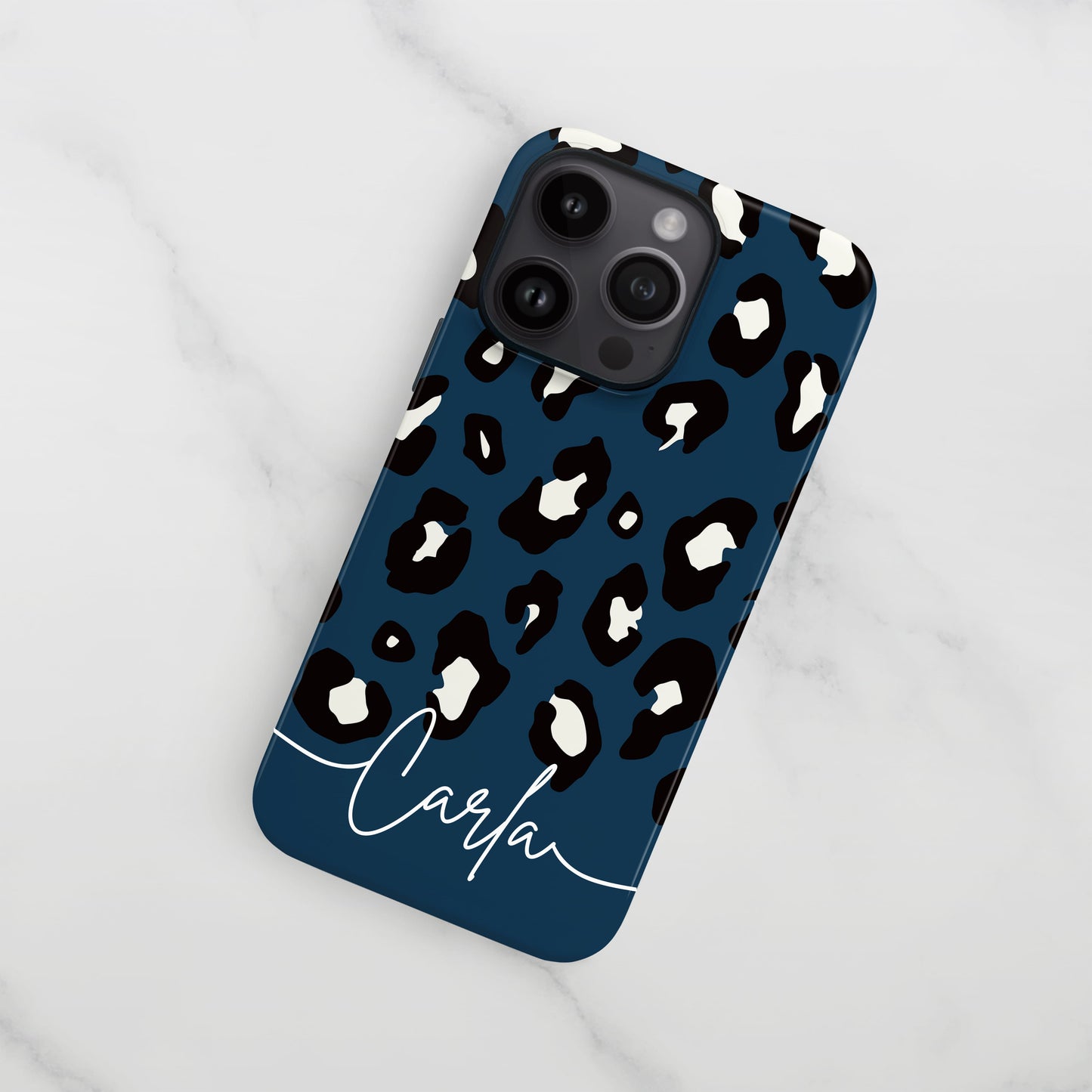 Dark Blue Custom Name Leopard Print Pattern Phone Case Phone Case