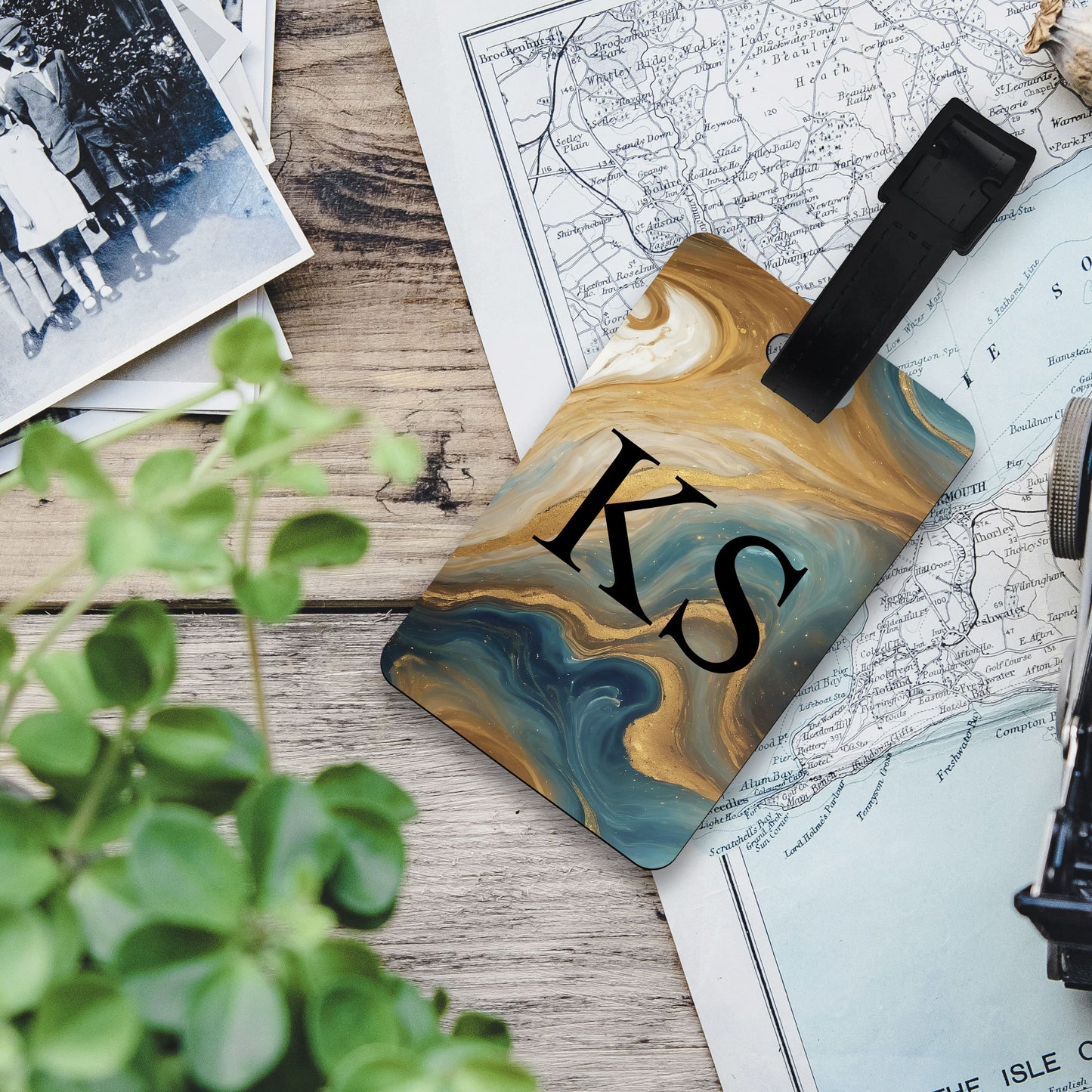 Personalised Tropical Marble Print Luggage Tag  luggage tag