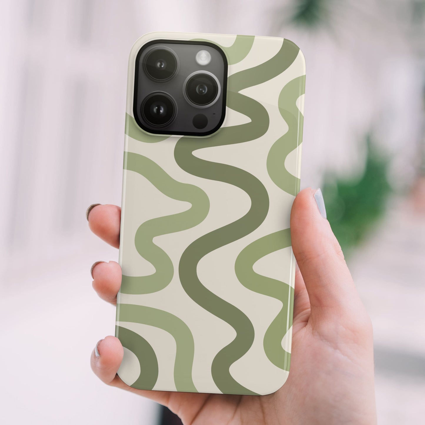 Olive Green Wavy Pattern Print Case Phone Case