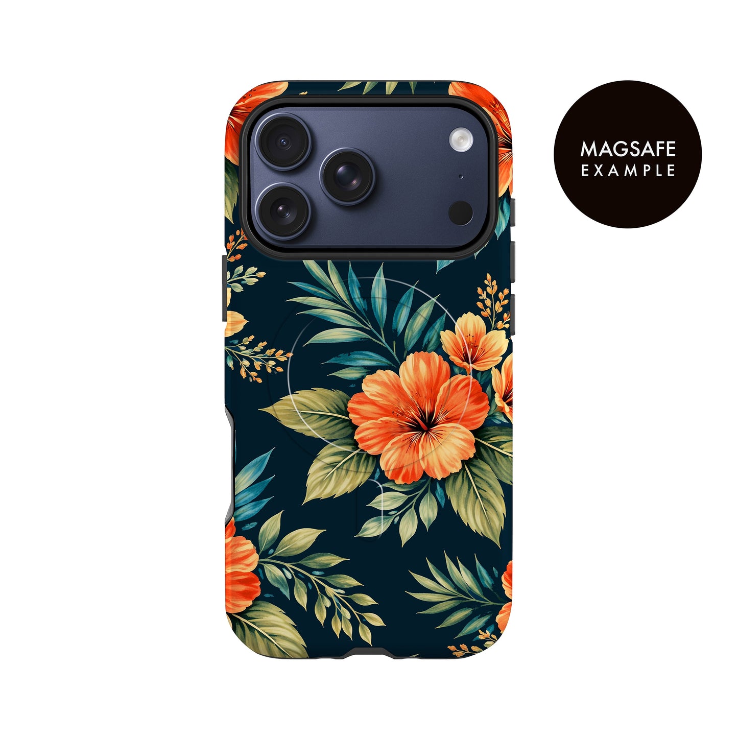 Classic Orange Floral Print Case Phone Case