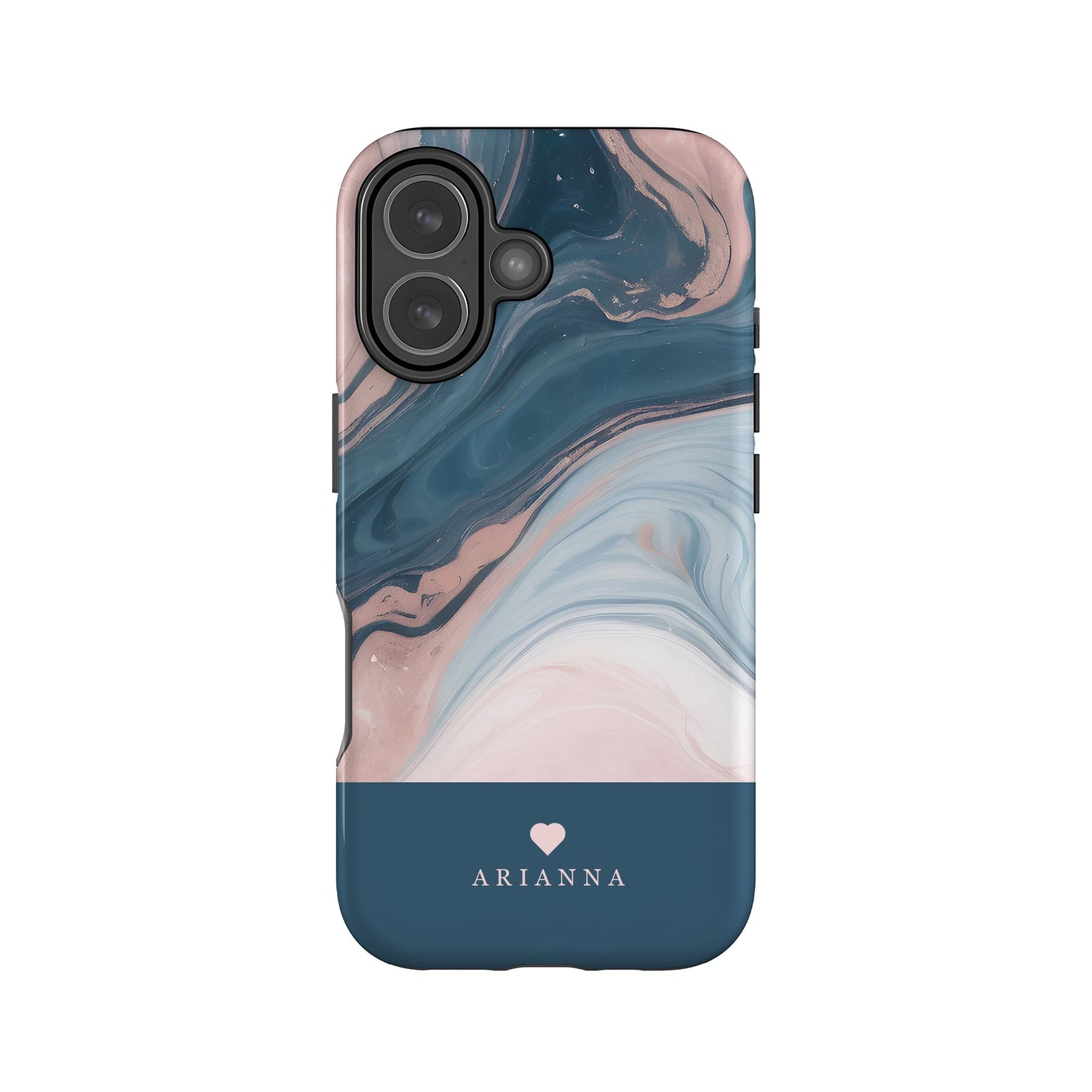 Rose Gold and Blue Marble Personalised Phone Case iPhone 17 Phone Case