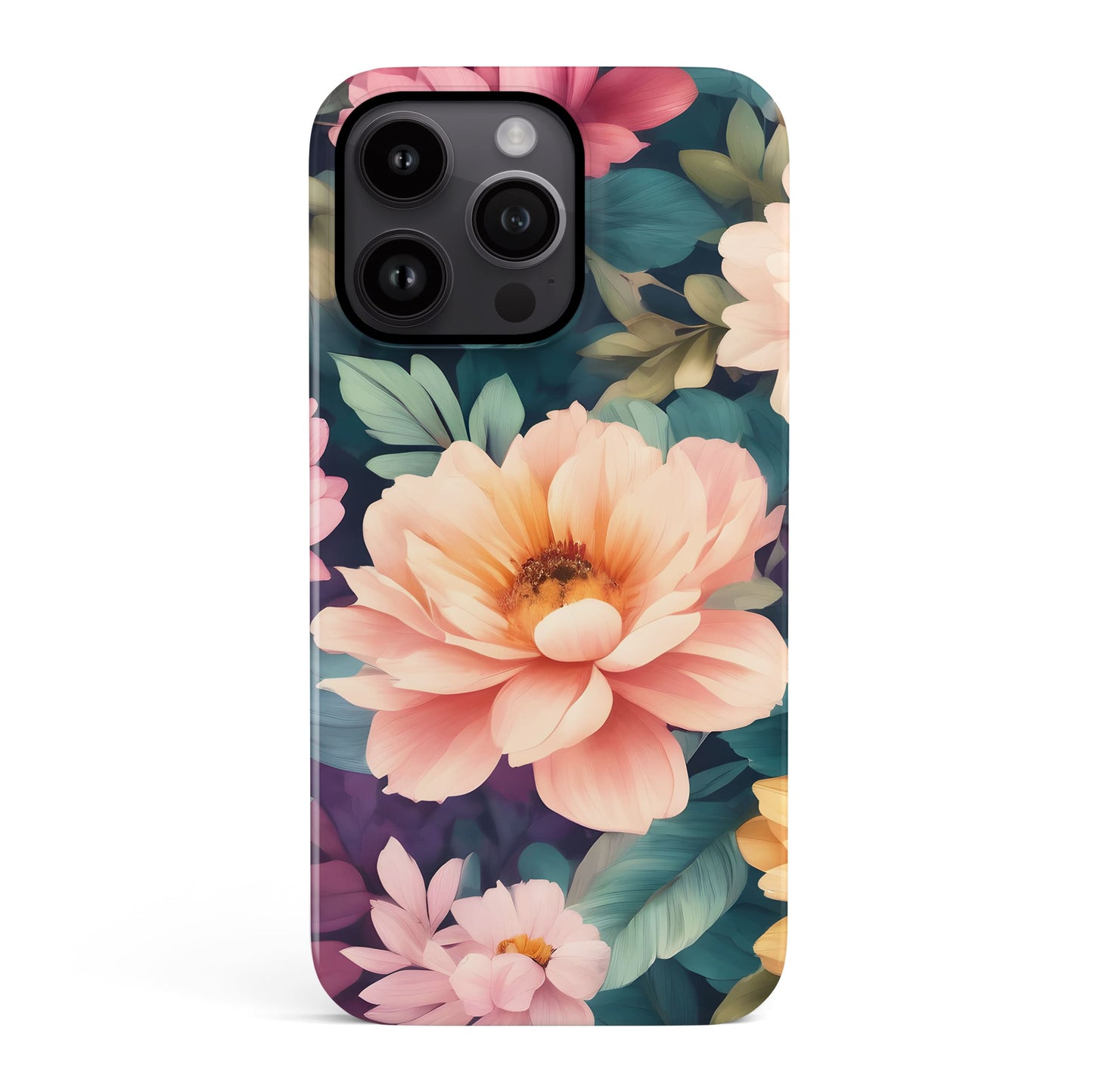 Rainbow Peach Floral Print Case iPhone 16 Pro Phone Case