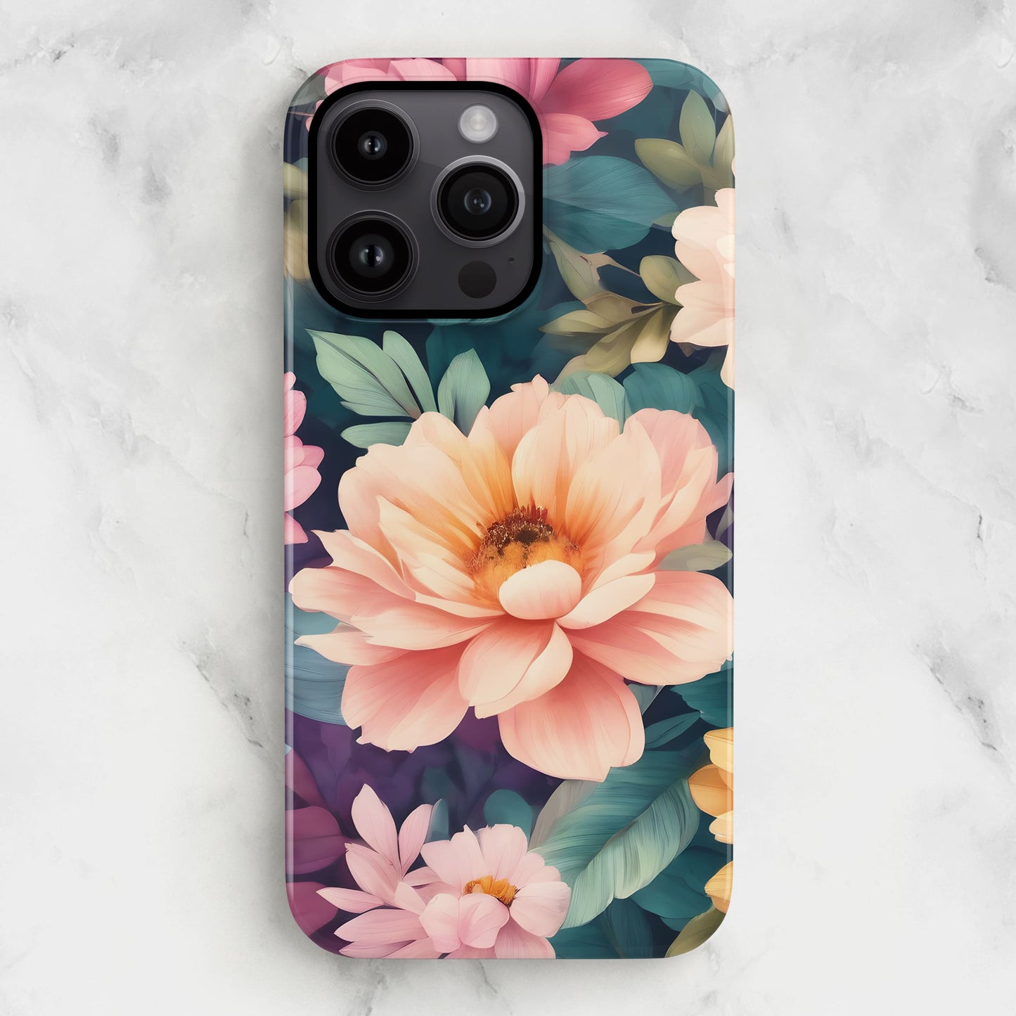 Rainbow Peach Floral Print Case Phone Case