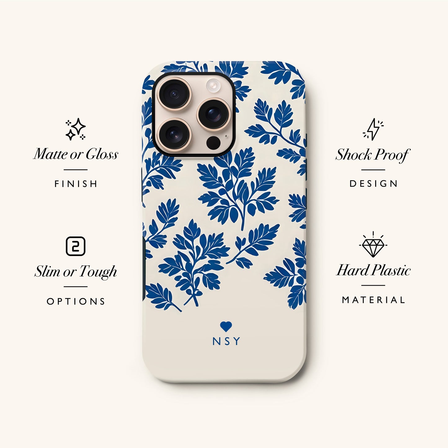 Personalised Royal Blue Abstract Floral Print Case Phone Case