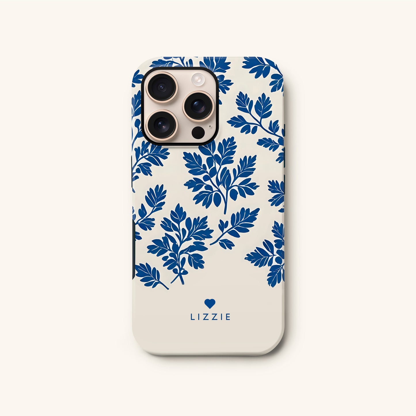 Personalised Royal Blue Abstract Floral Print Case iPhone 16 Phone Case