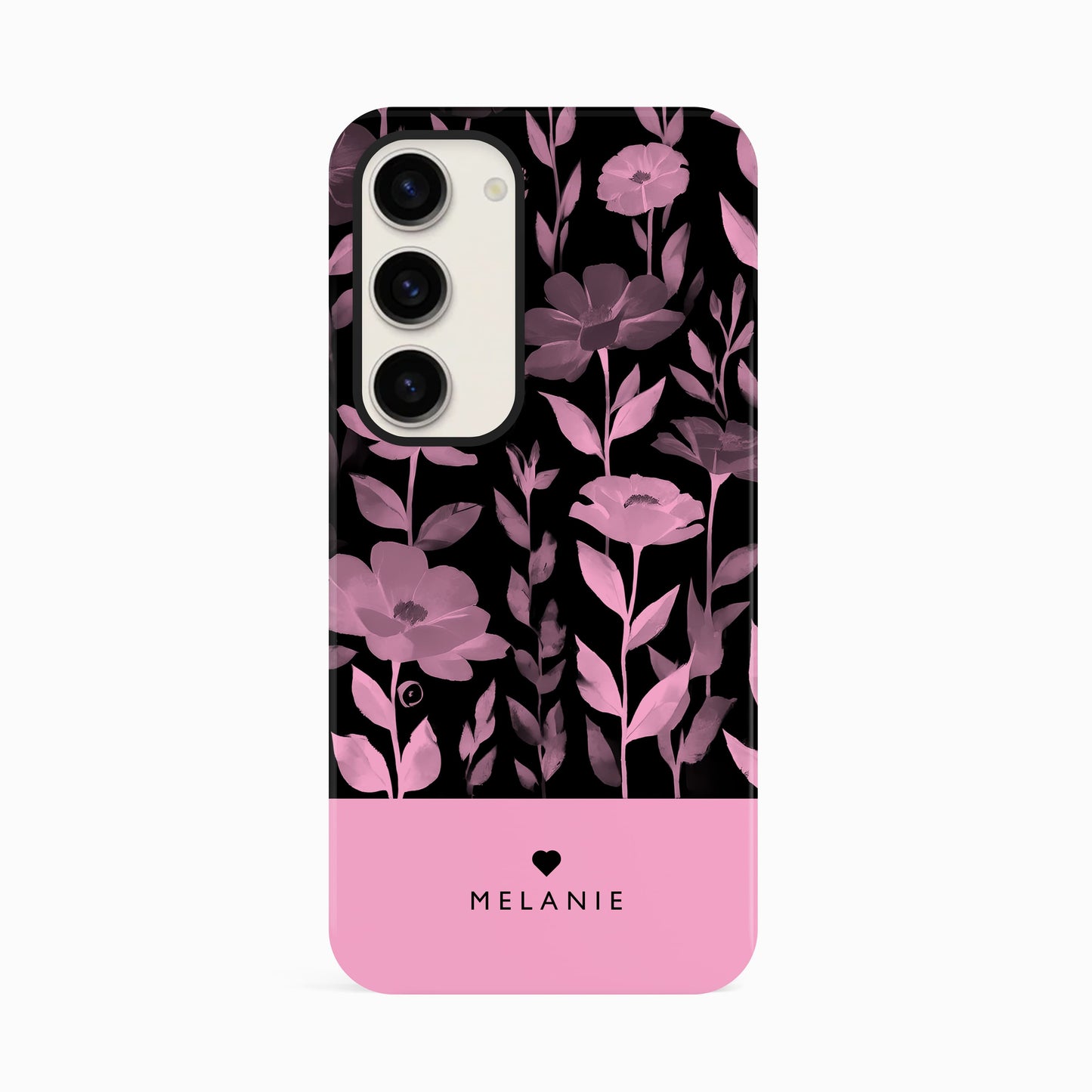 Personalised Black Pink Floral Print Case Phone Case