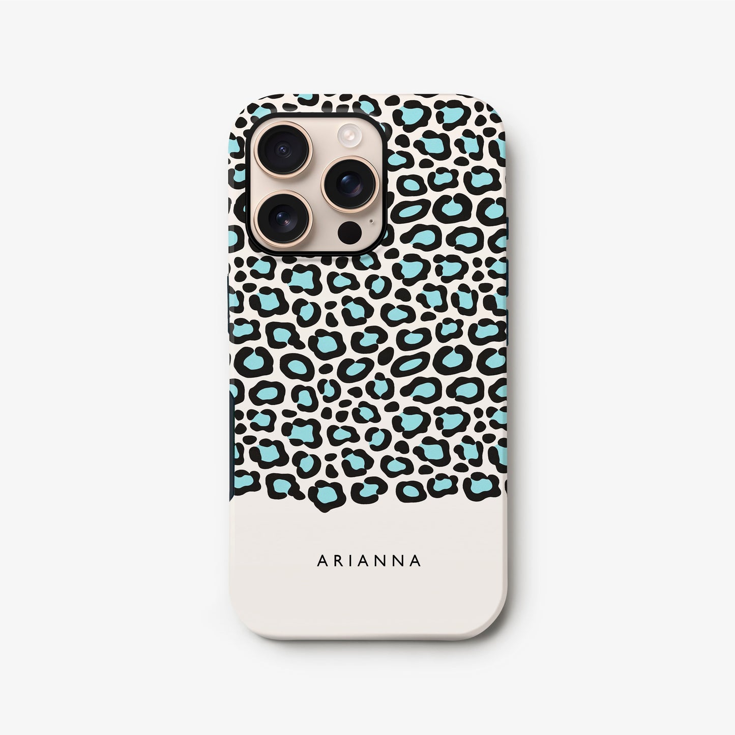 Personalised Blue Leopard Print Spots Case iPhone 16 Phone Case