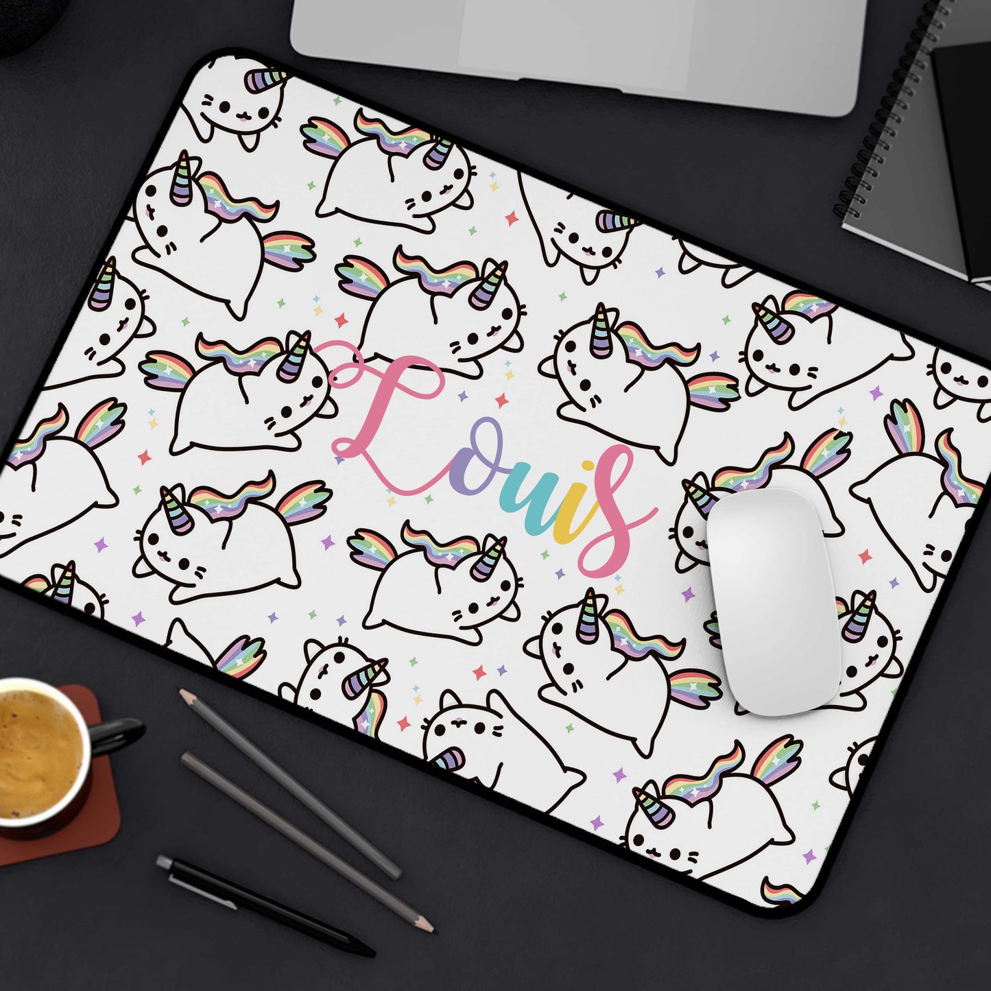 Personalised Caticorn Large Gaming & Desk Mat Desk & Gaming Mat