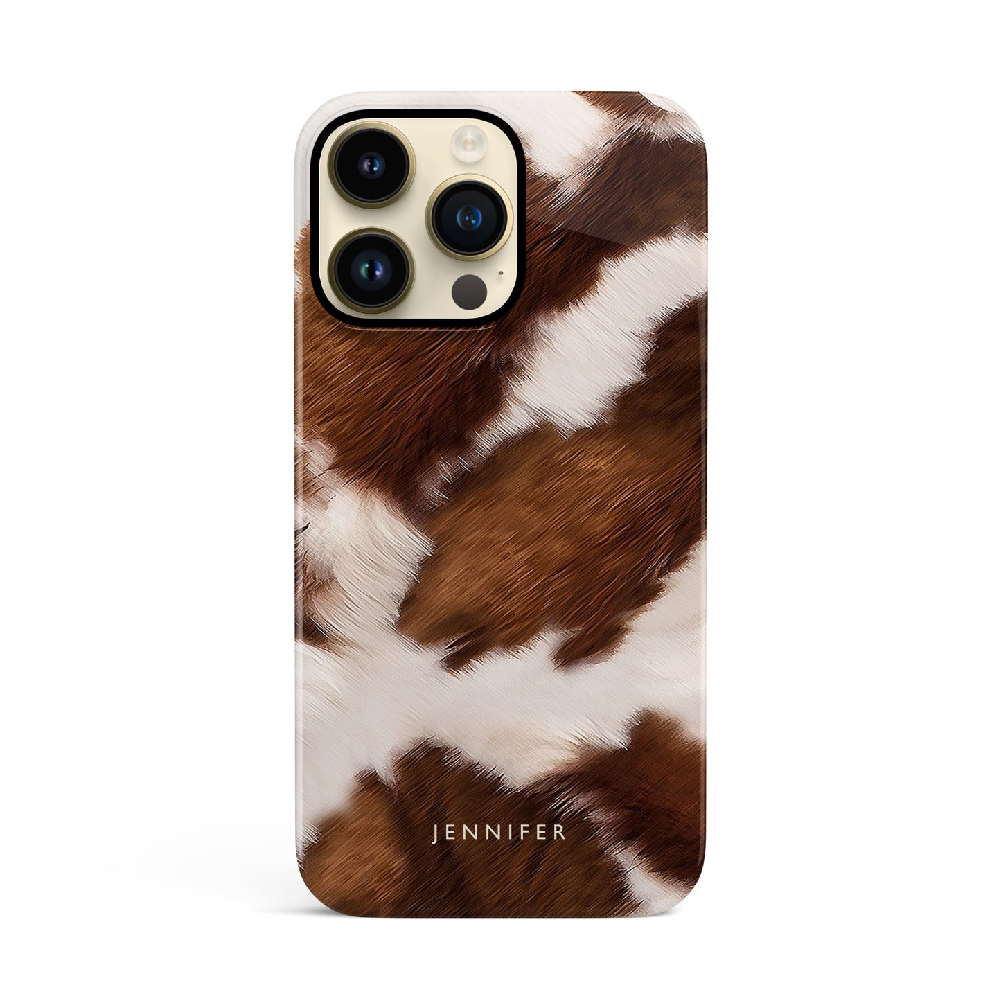 Brown Cowhide Pattern Custom Name Case Phone Case