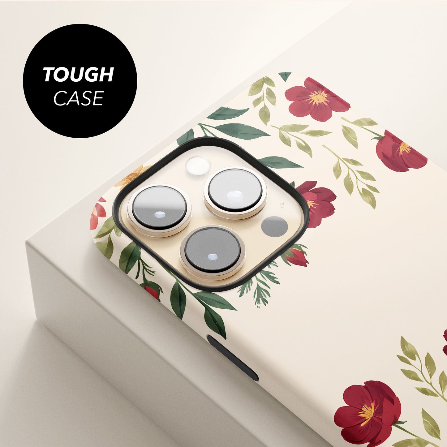 Personalised Cream Floral Print Case Phone Case
