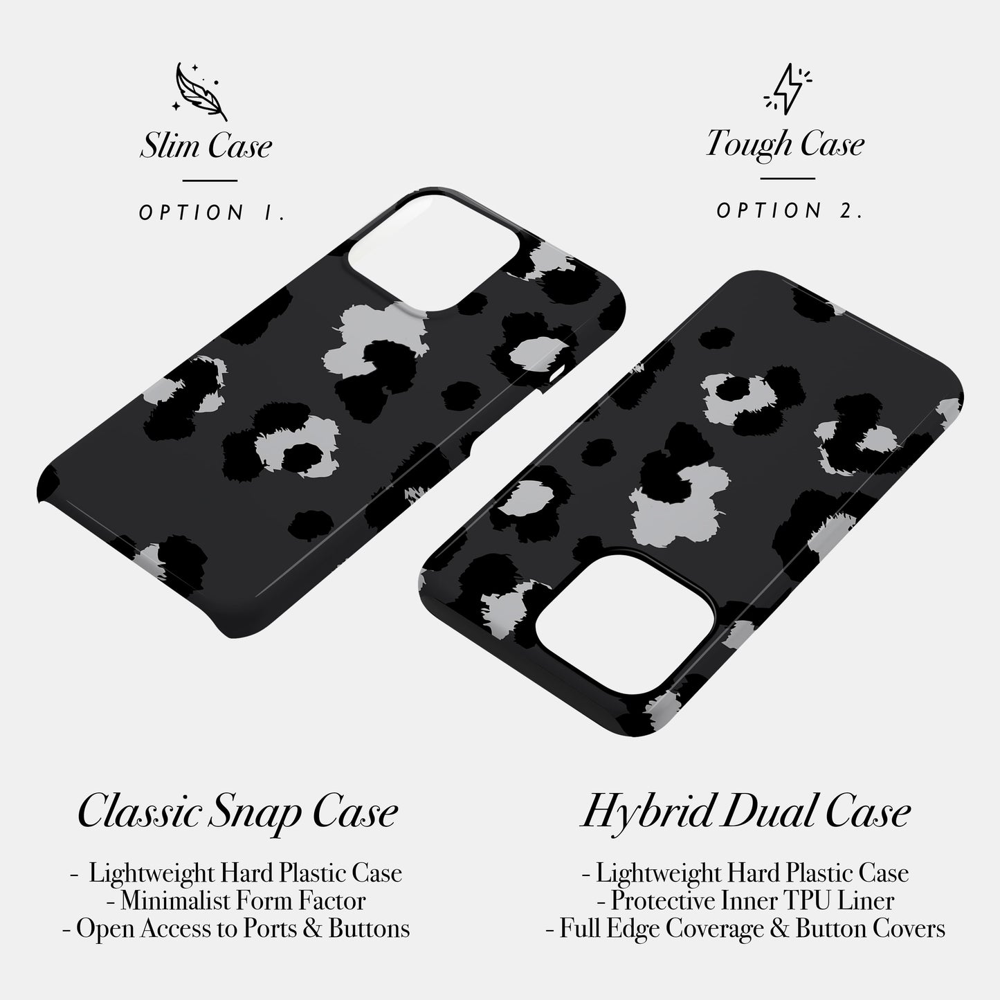 Grey Leopard Print Custom Case Phone Case