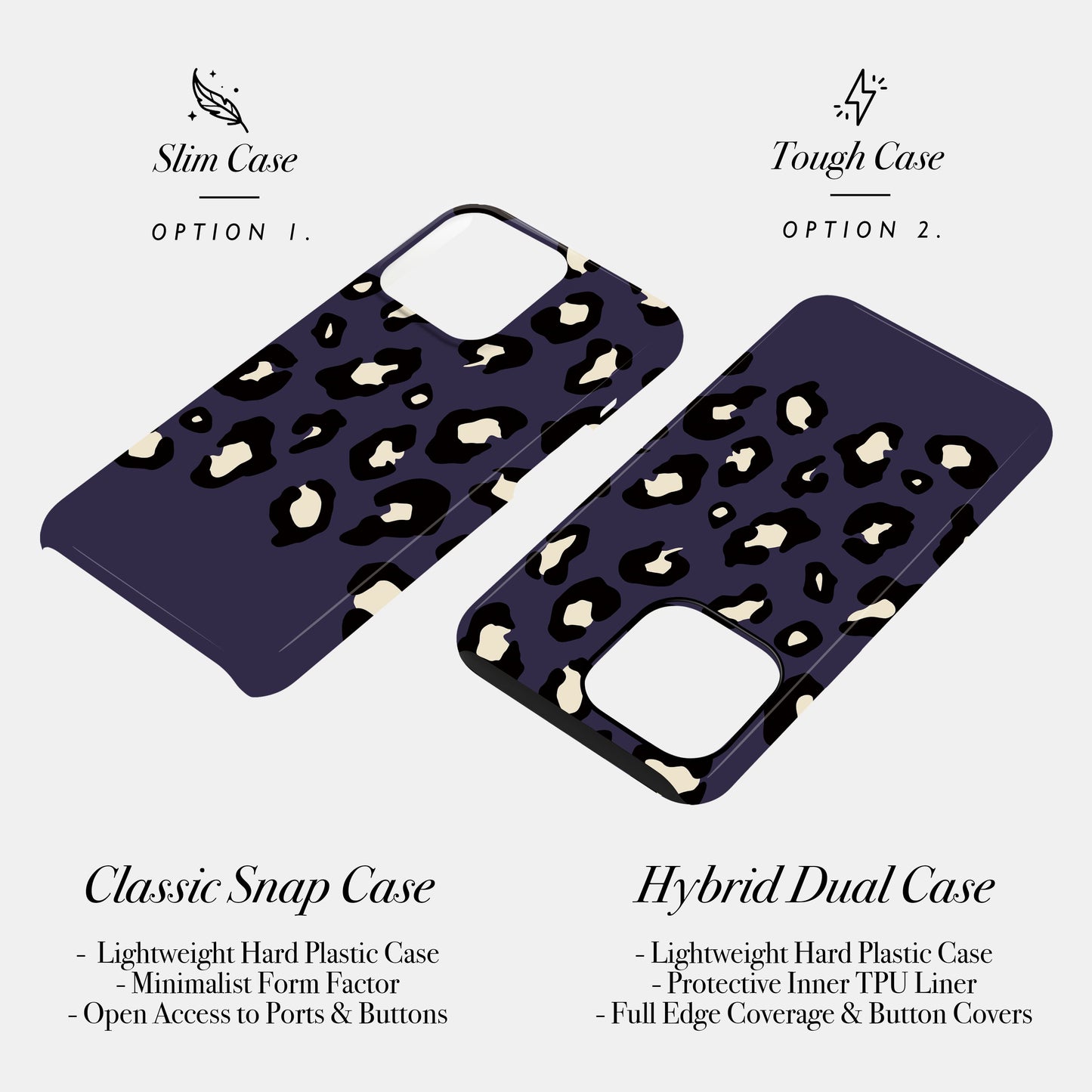 Dark Purple Custom Name Leopard Print Pattern Phone Case Phone Case