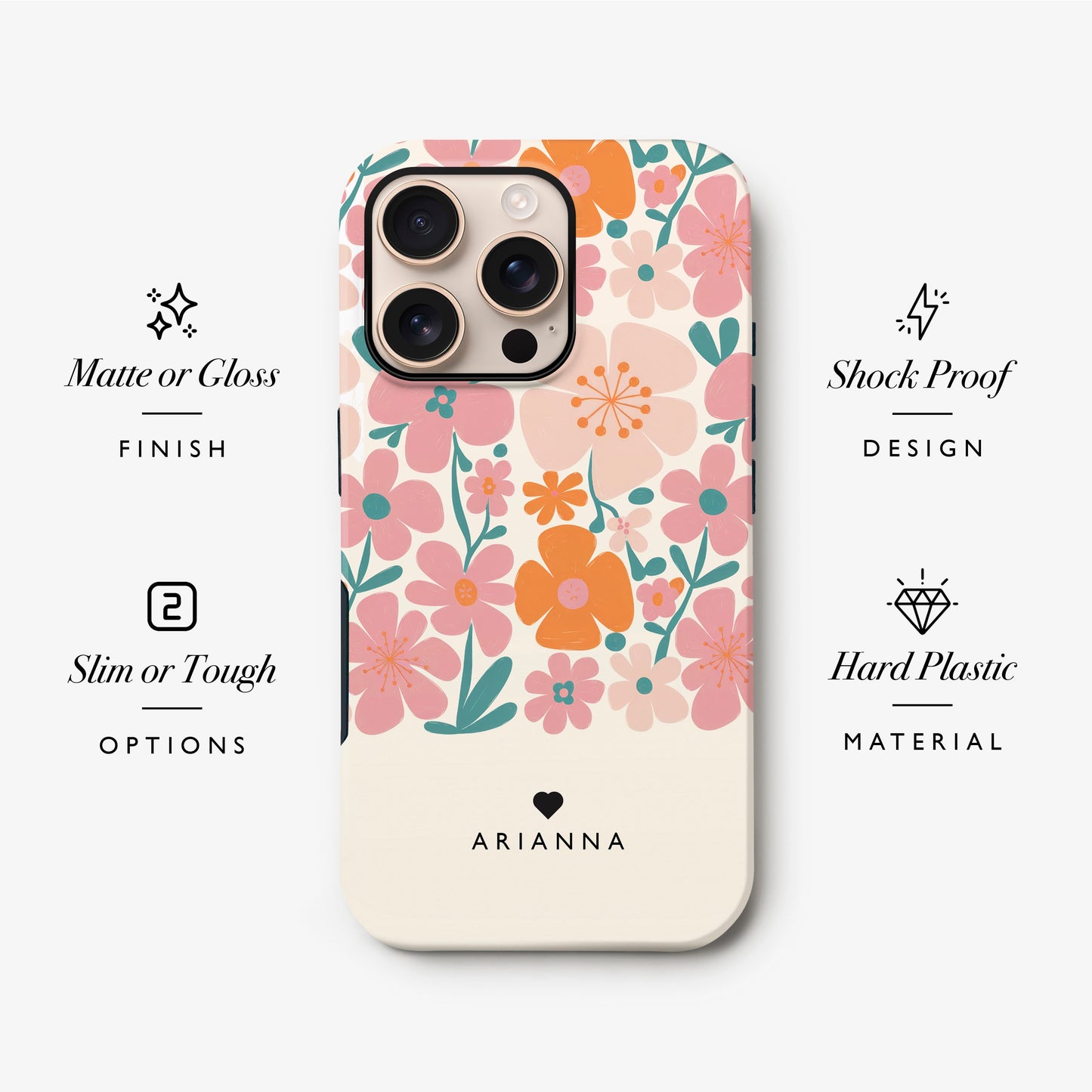 Personalised Boho Floral Phone Case Phone Case