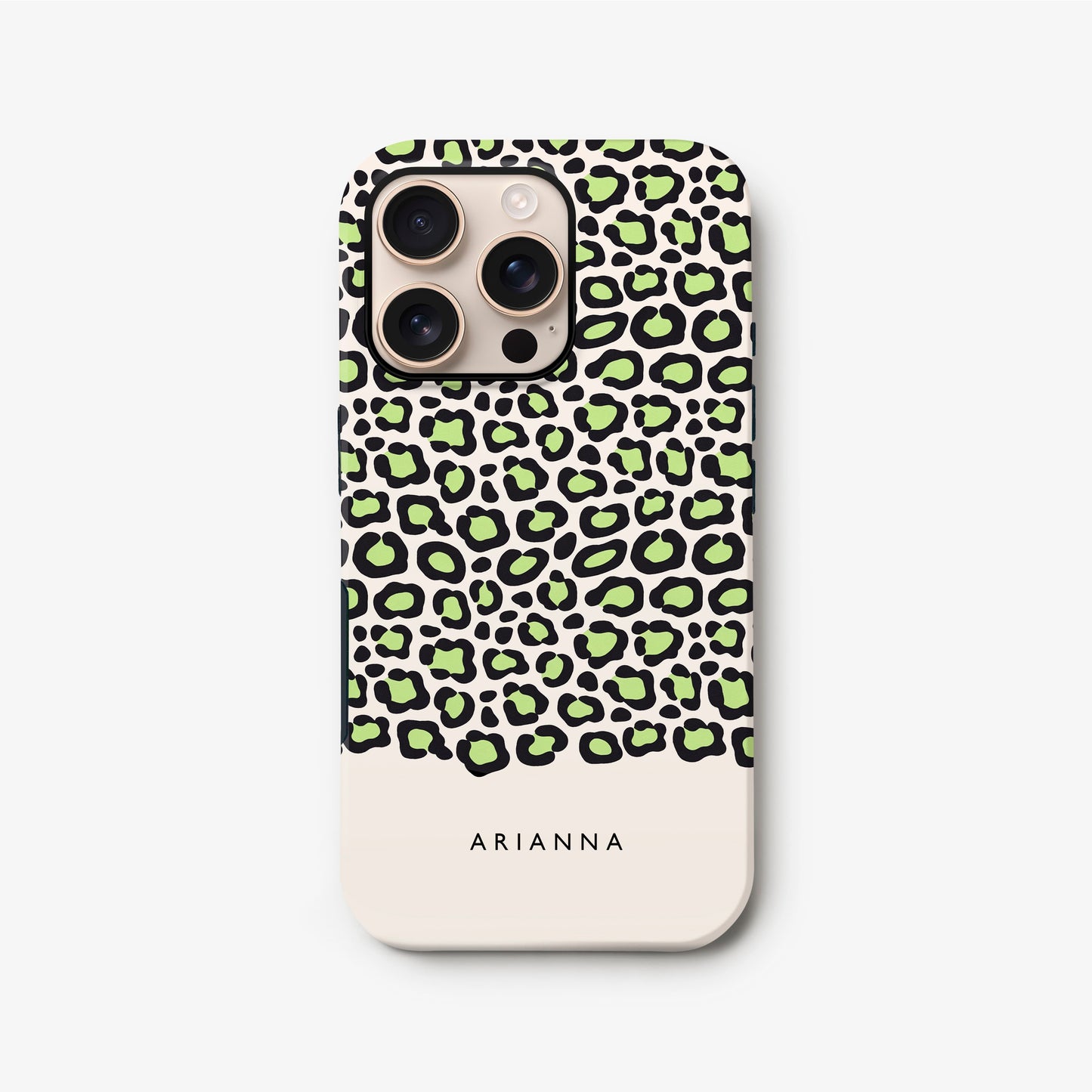 Personalised Green Leopard Print Spots Case iPhone 16 Phone Case