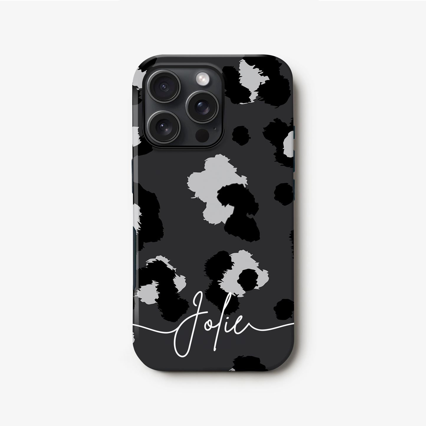 Grey Leopard Print Custom Case iPhone 16 Phone Case