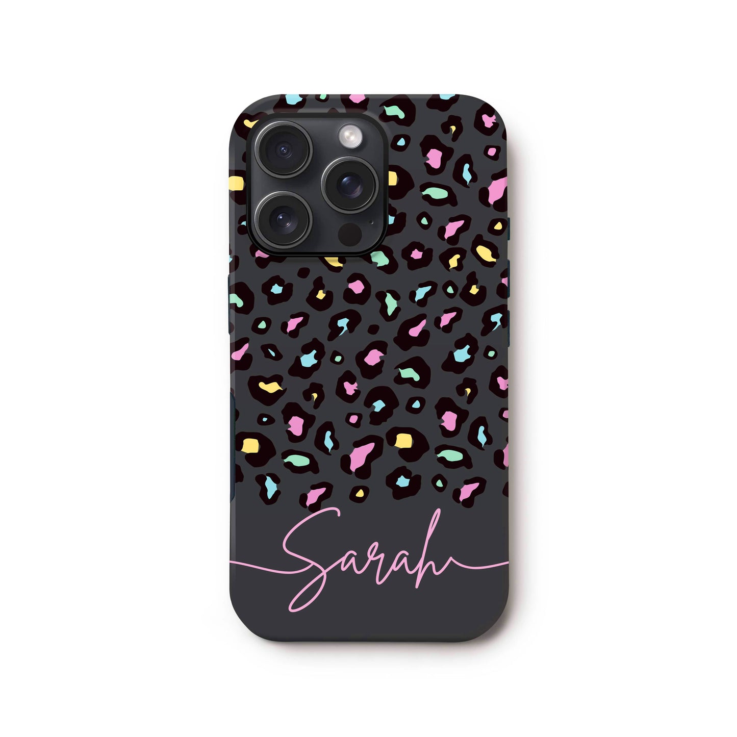 Custom Grey Rainbow Leopard Print Spot Case iPhone 16 Phone Case