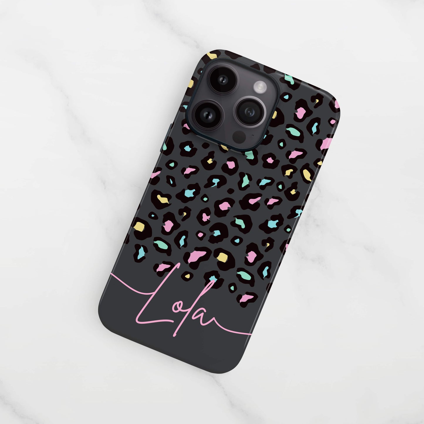 Custom Grey Rainbow Leopard Print Spot Case Phone Case