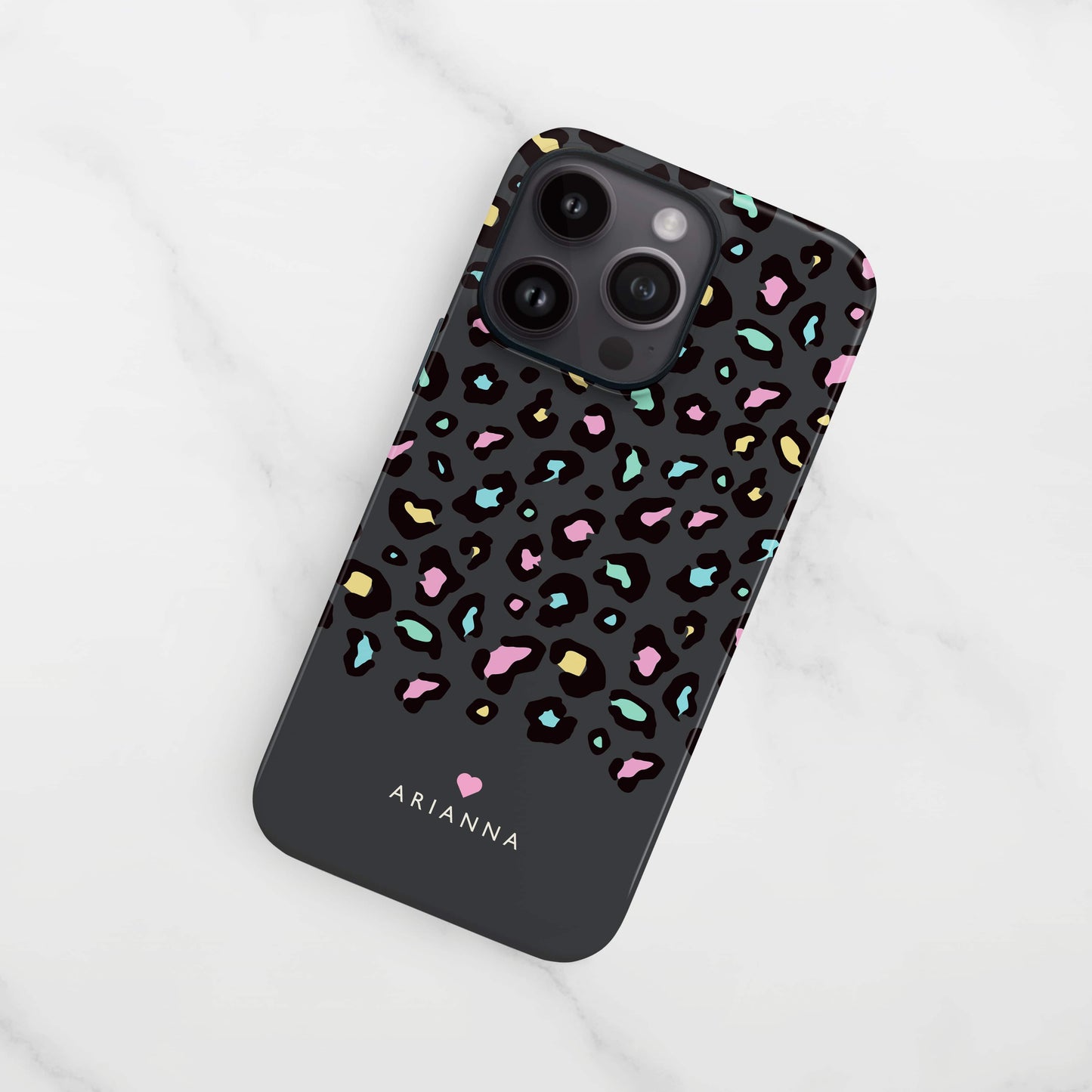 Personalised Grey Rainbow Leopard Print Spot Case Phone Case