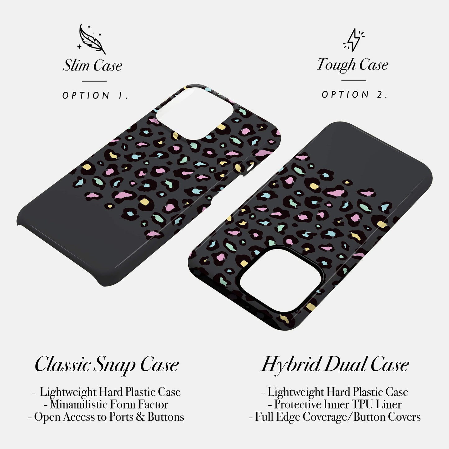 Personalised Grey Rainbow Leopard Print Spot Case Phone Case