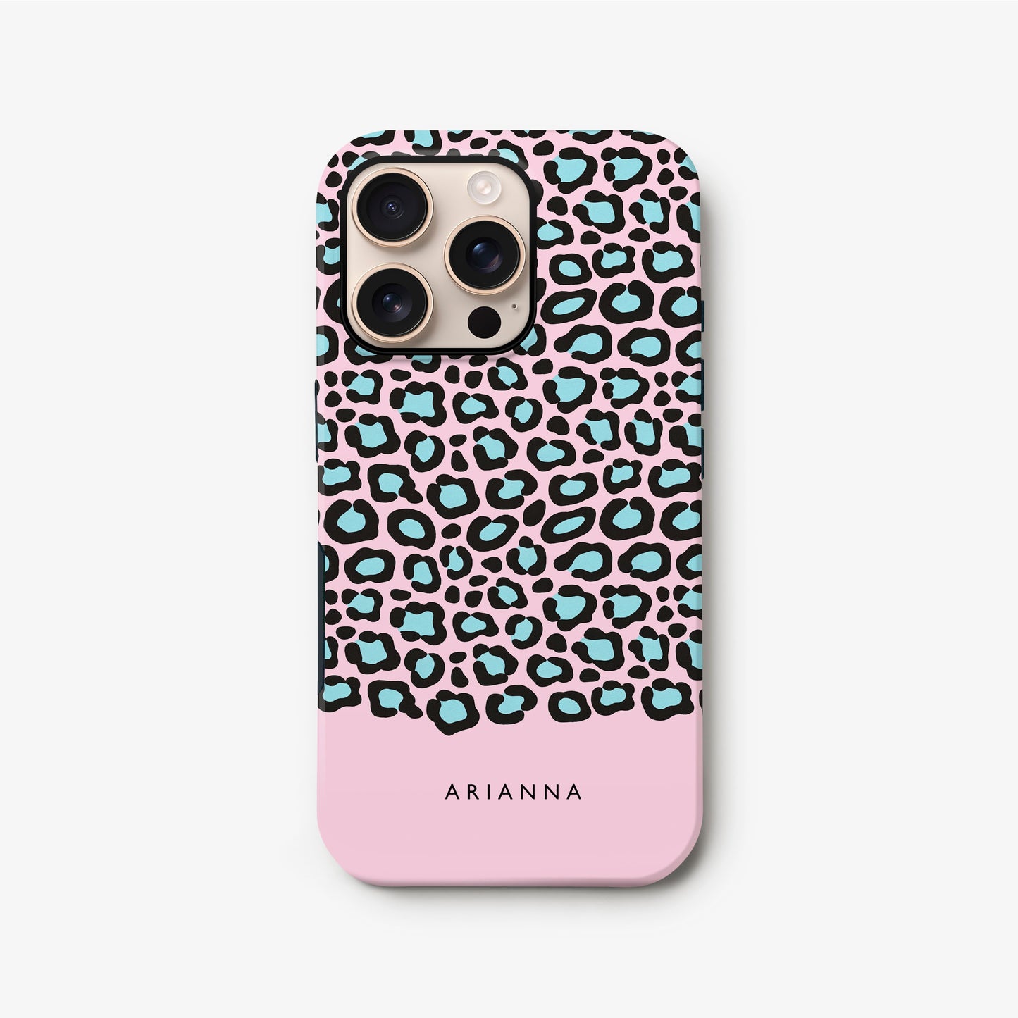 Personalised Pink Blue Leopard Spots Case iPhone 16 Phone Case