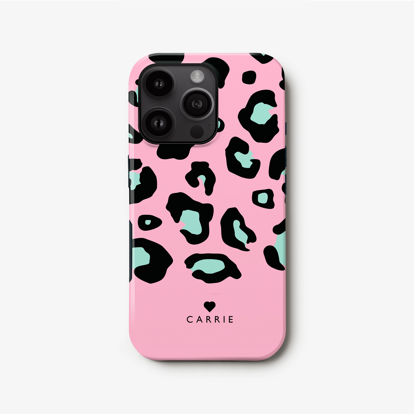 Personalised Pink And Blue Leopard Print Case iPhone 16 Phone Case