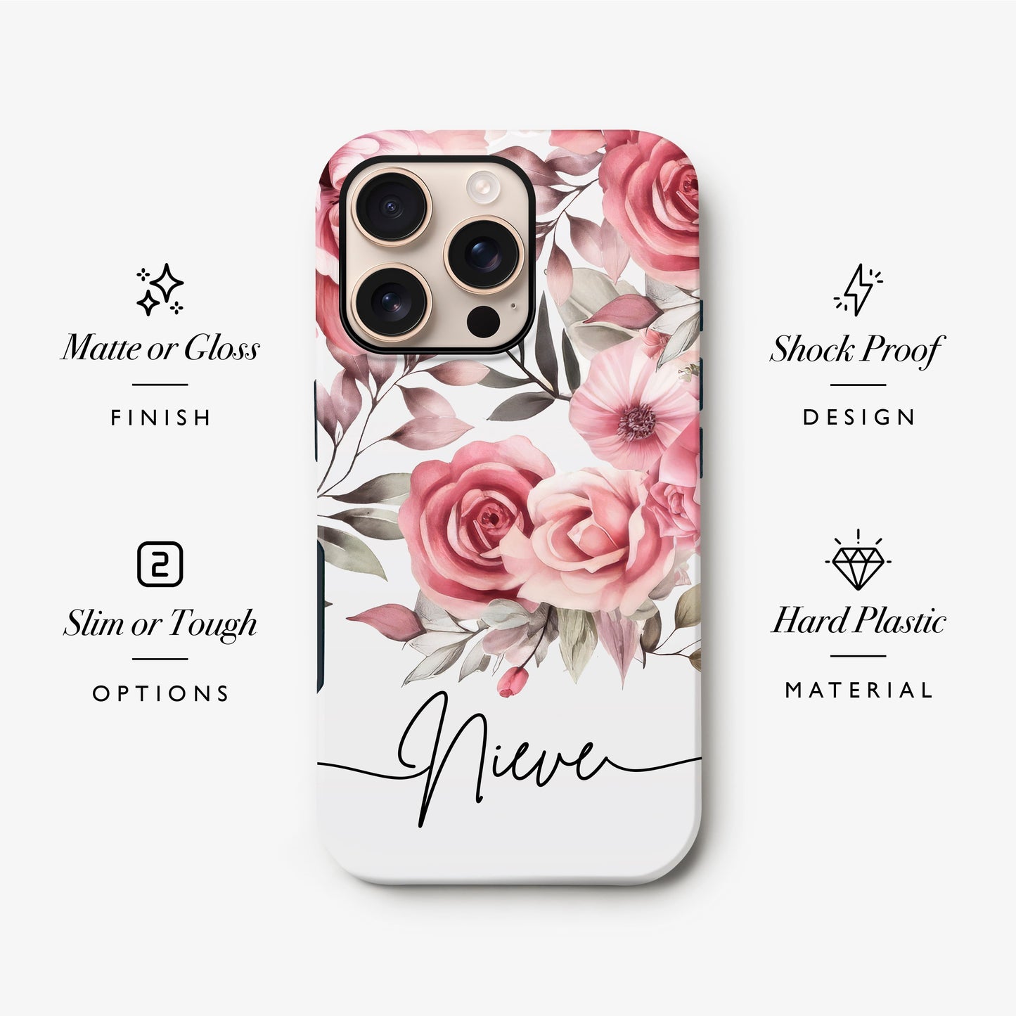 Personalised Pink Rose Floral Art Case Phone Case