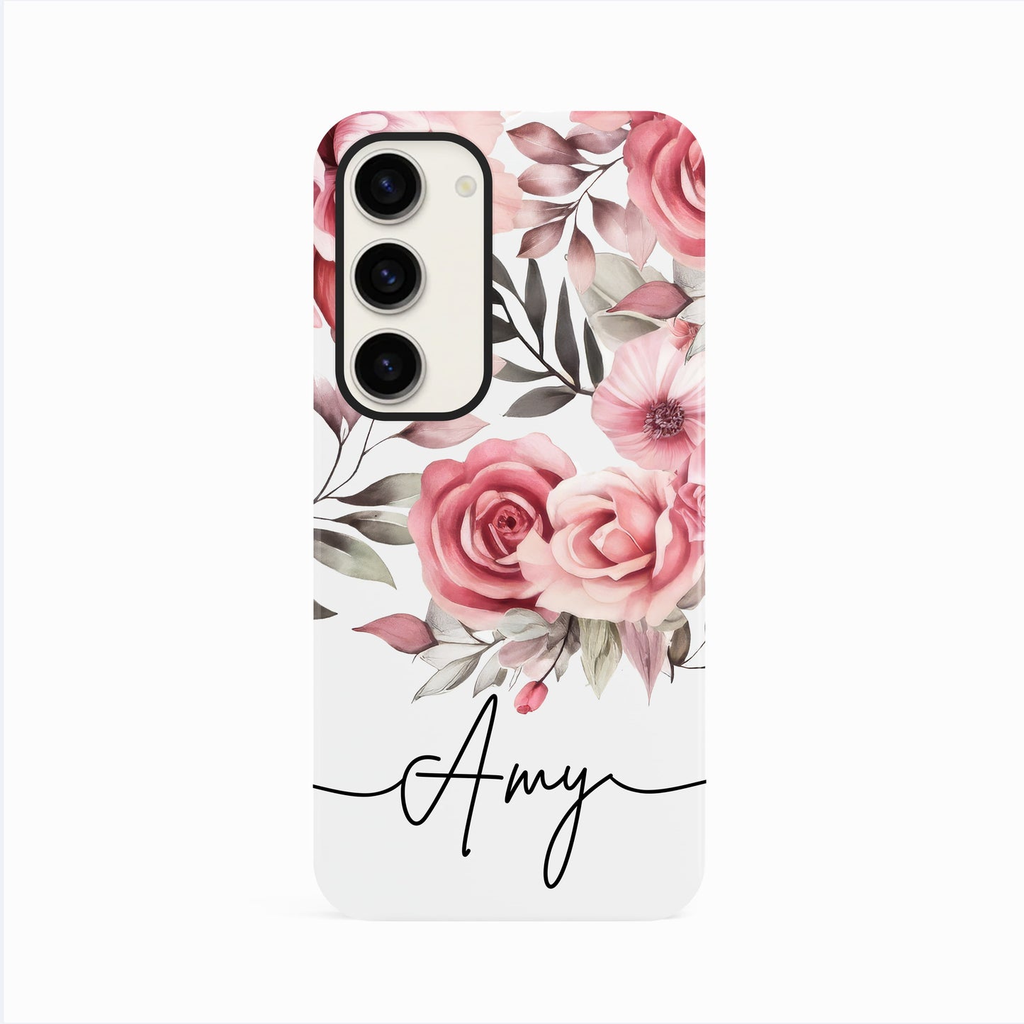 Personalised Pink Rose Floral Art Case Phone Case
