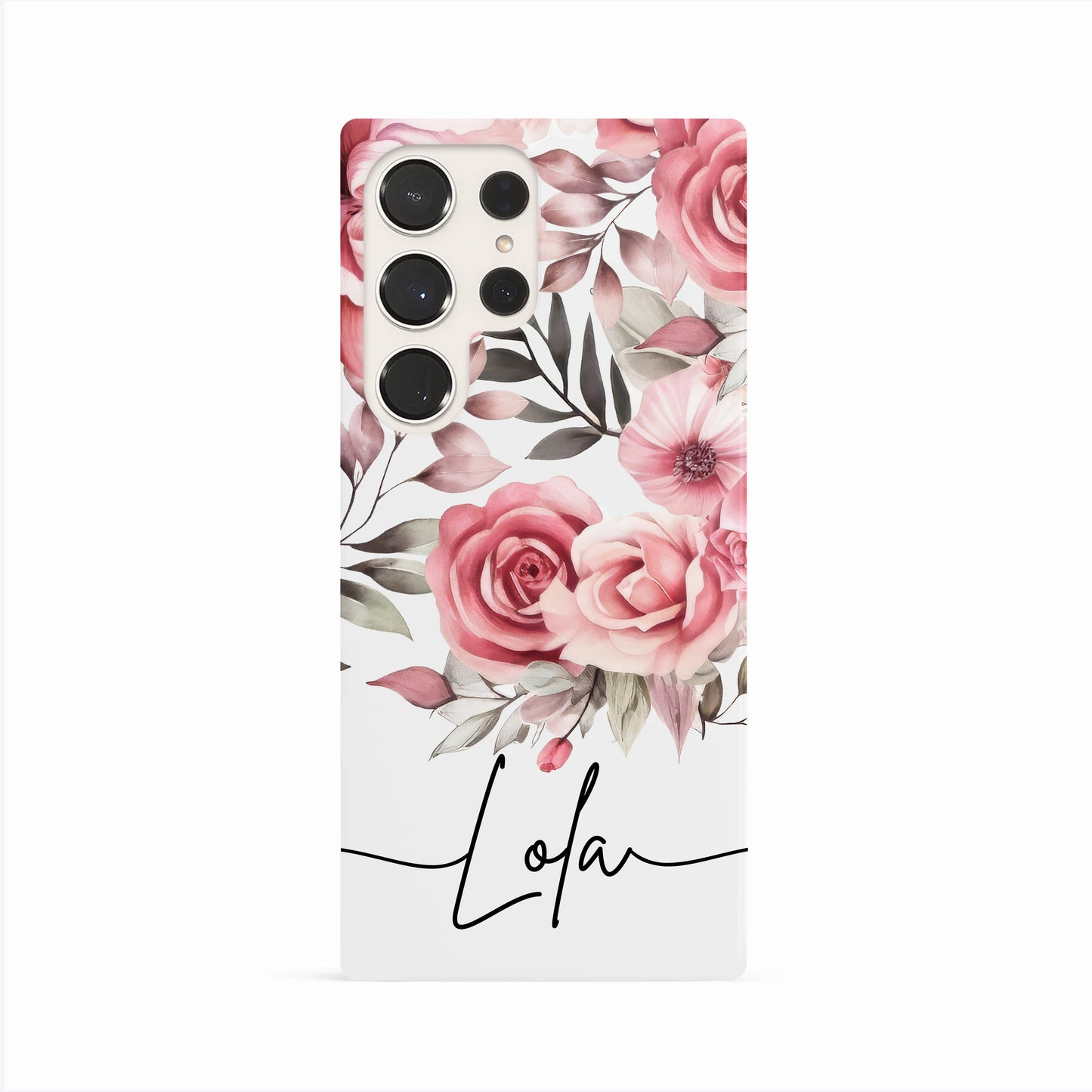 Personalised Pink Rose Floral Art Case Phone Case