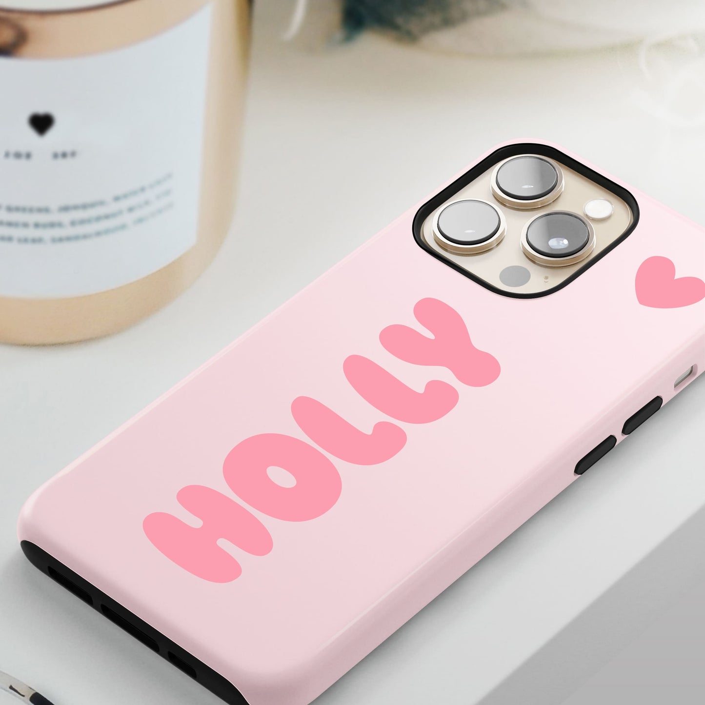 Baby Pink Personalised Bubble Name Case Phone Case