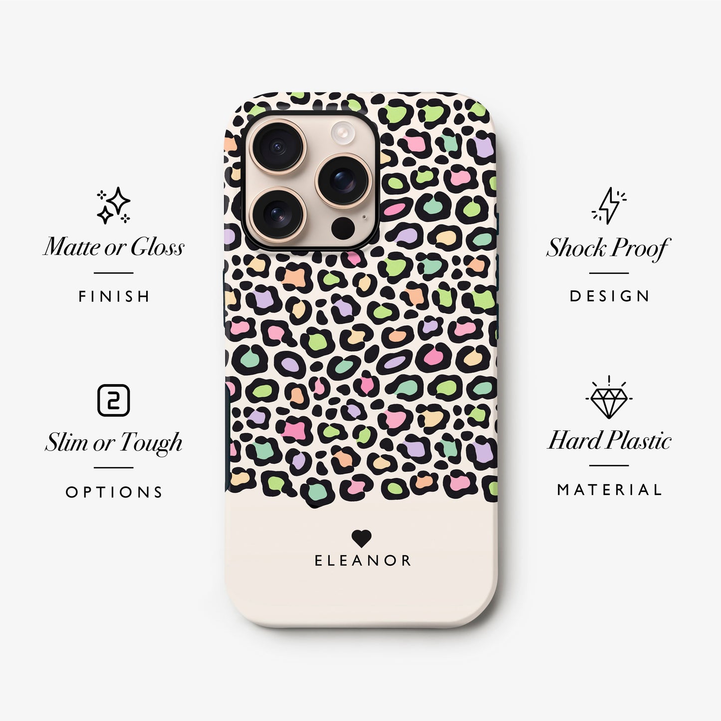 Personalised Rainbow Leopard Print Case Phone Case