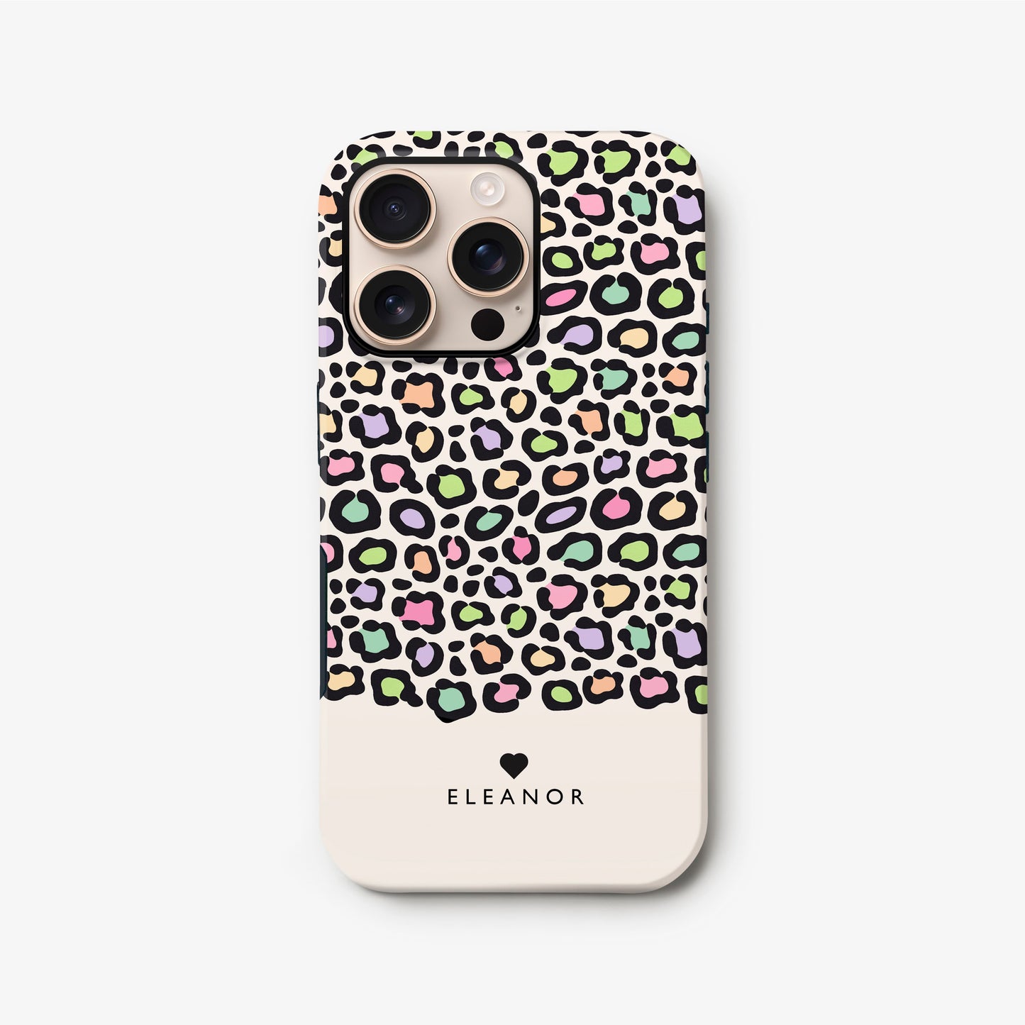 Personalised Rainbow Leopard Print Case iPhone 16 Phone Case