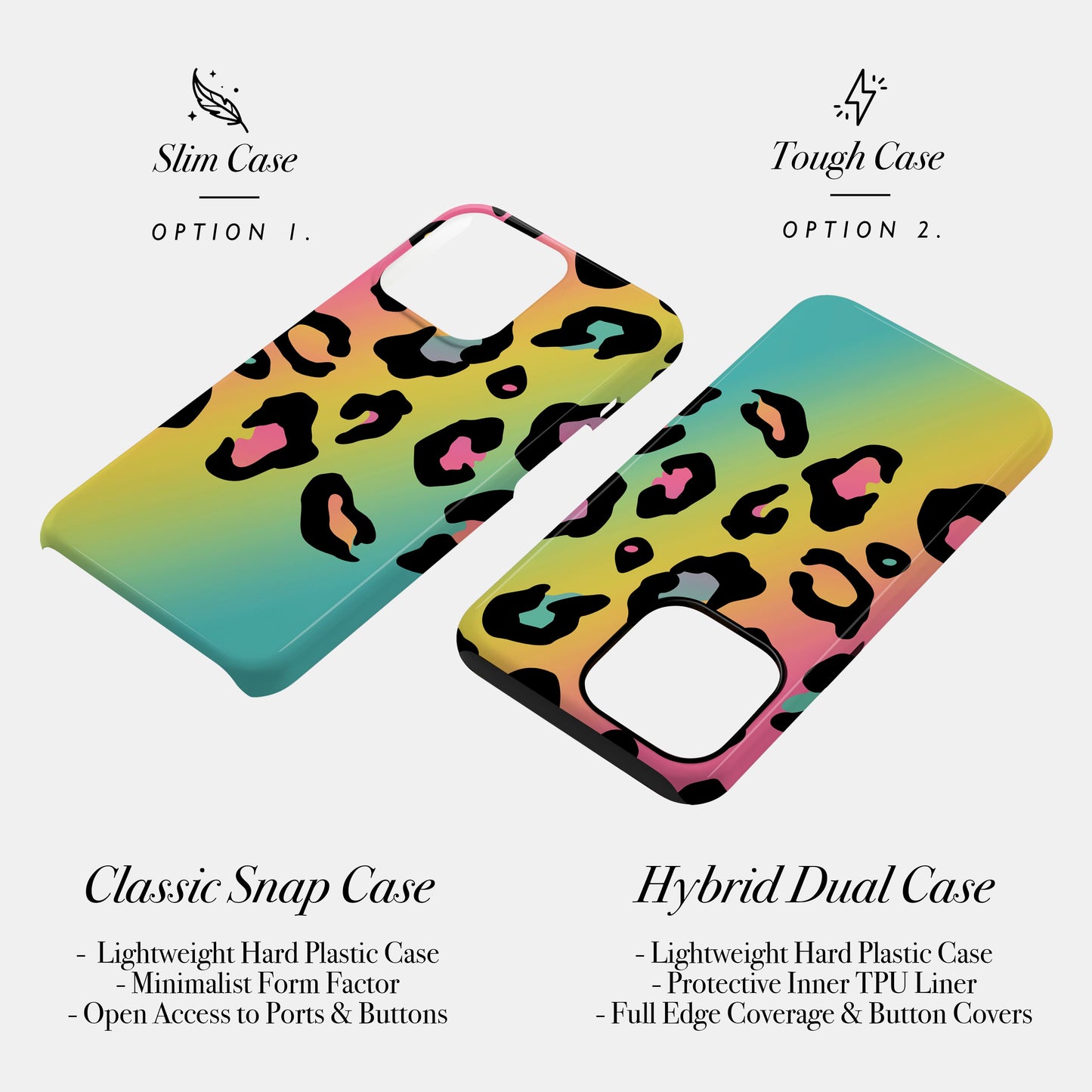 Leopard Print Rainbow Initials Phone Case Phone Case