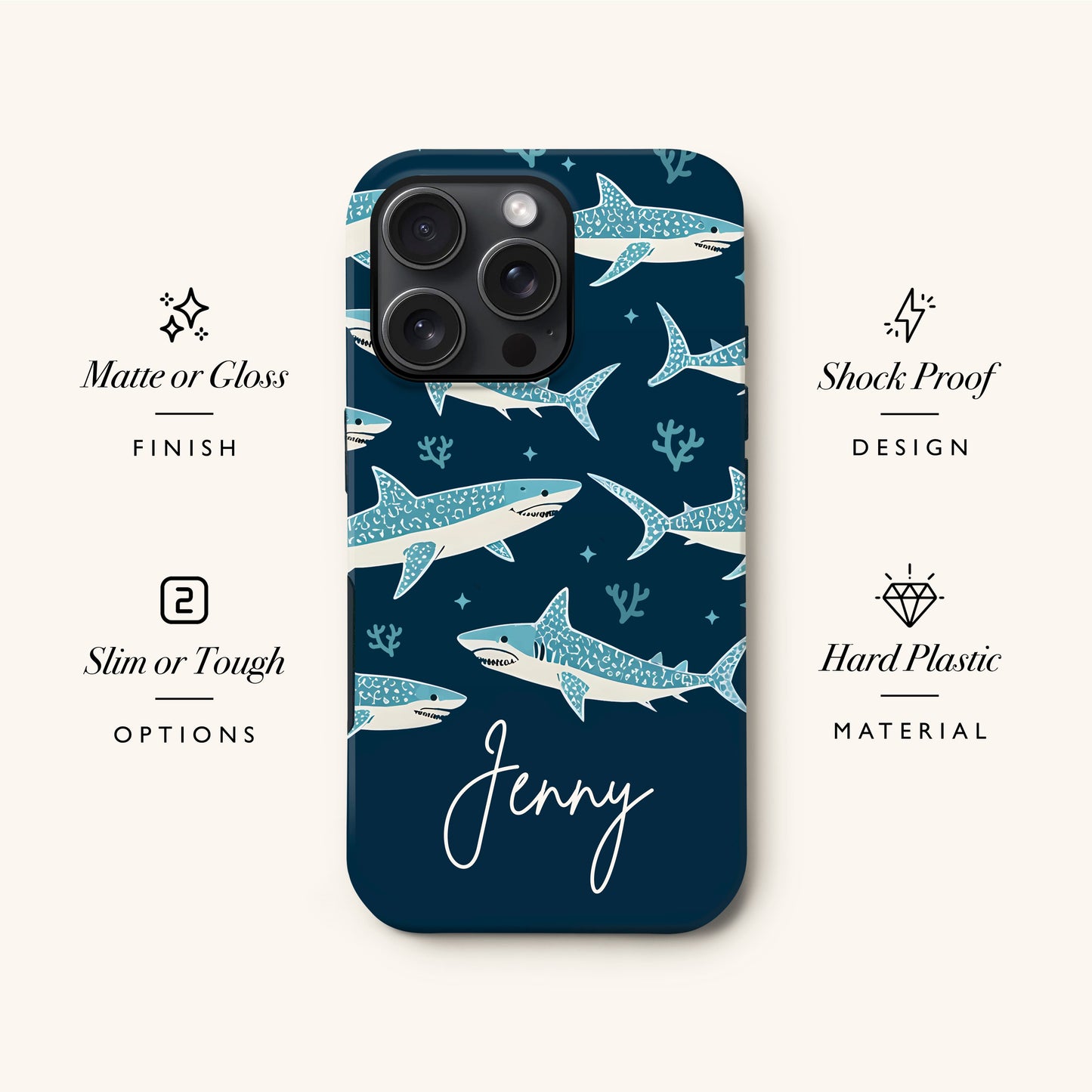 Personalised Shark Pattern Phone Case Phone Case