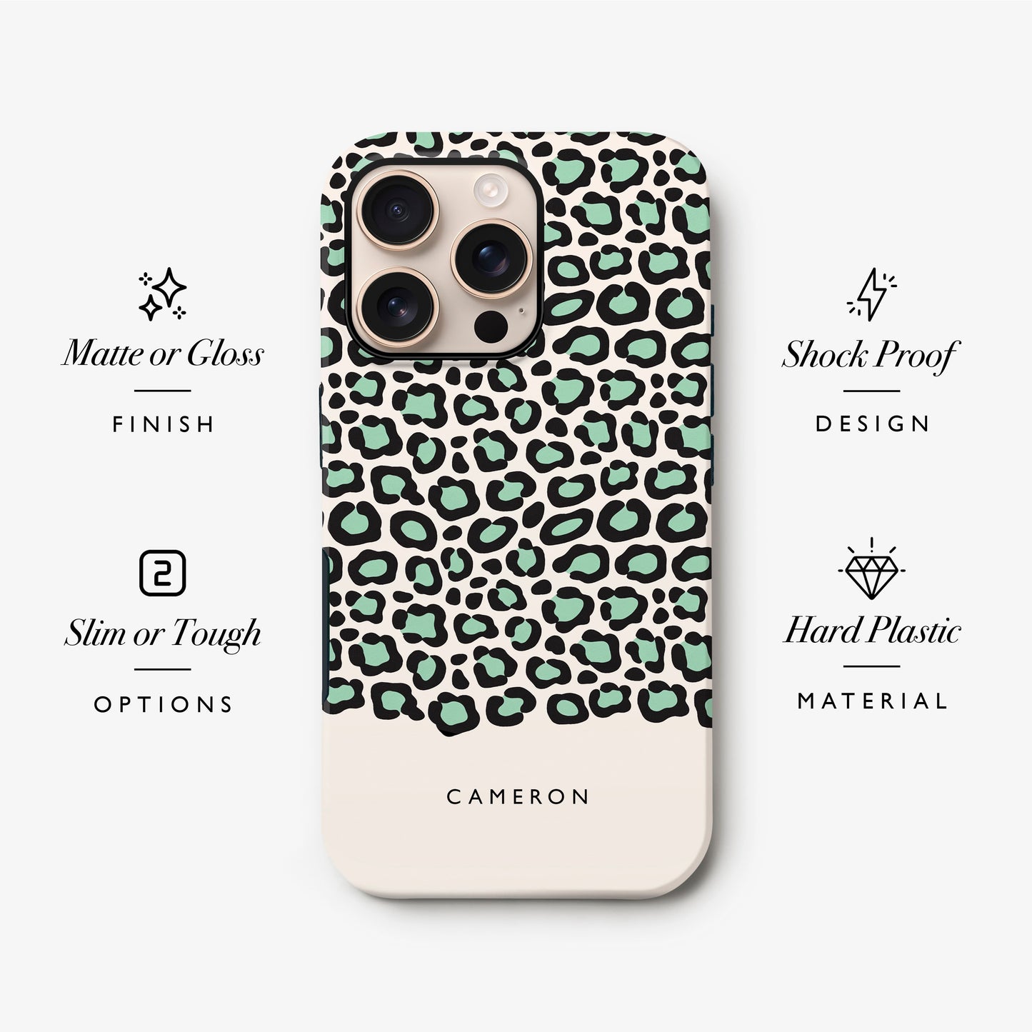 Personalised Teal Blue Leopard Print Case Phone Case