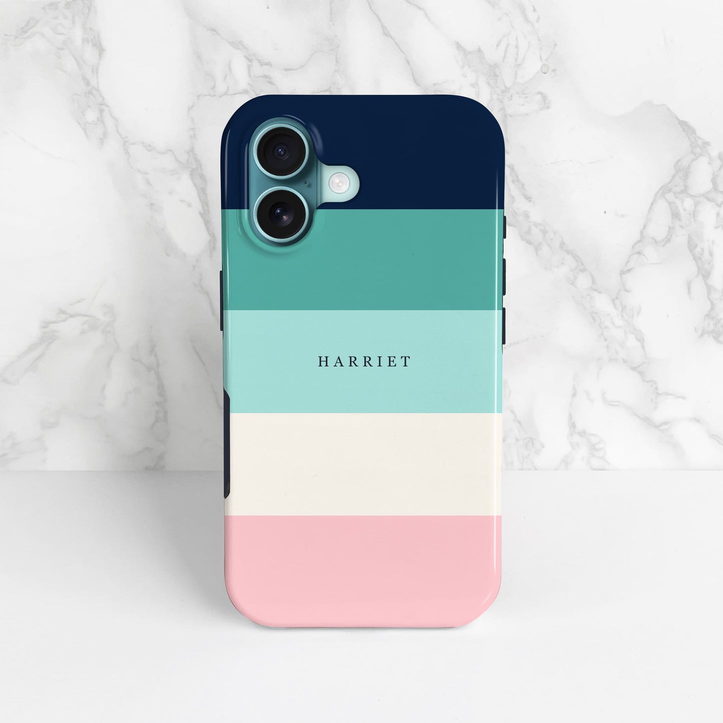 Personalised Blue Cream Stripes Case Phone Case