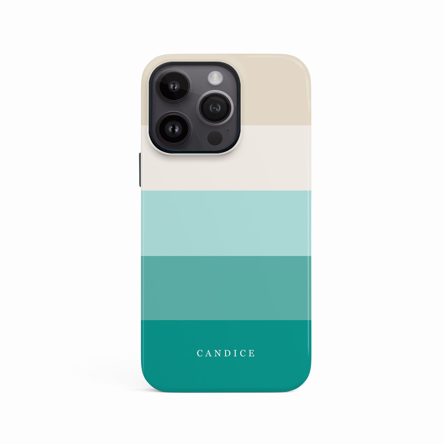 Personalised Teal Blue Stripes Case iPhone 16 Phone Case