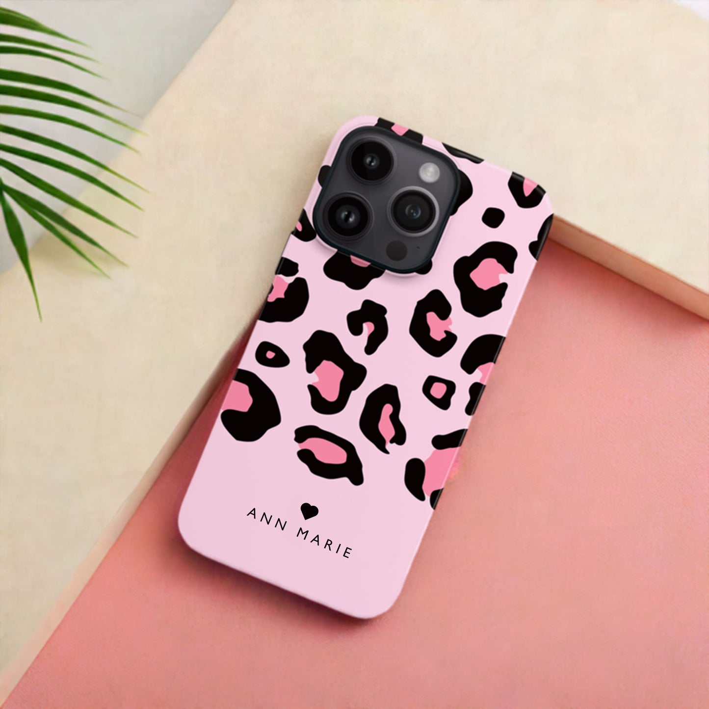 Bubblegum Pink Personalised Leopard Print Magsafe Case iPhone 15 Phone Case