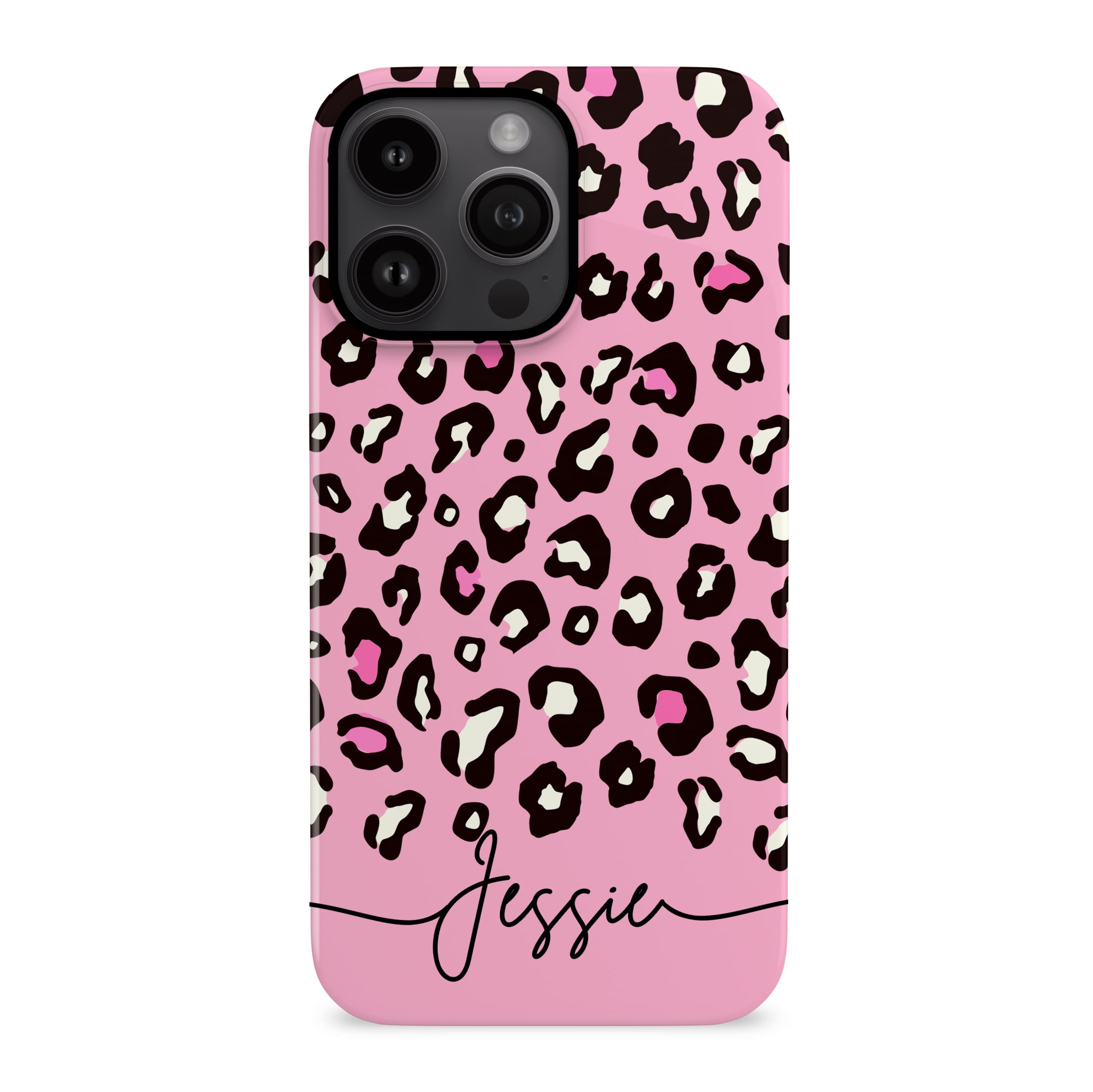 Cursive Name Baby Pink Leopard Print Case – Rock Steady Cases