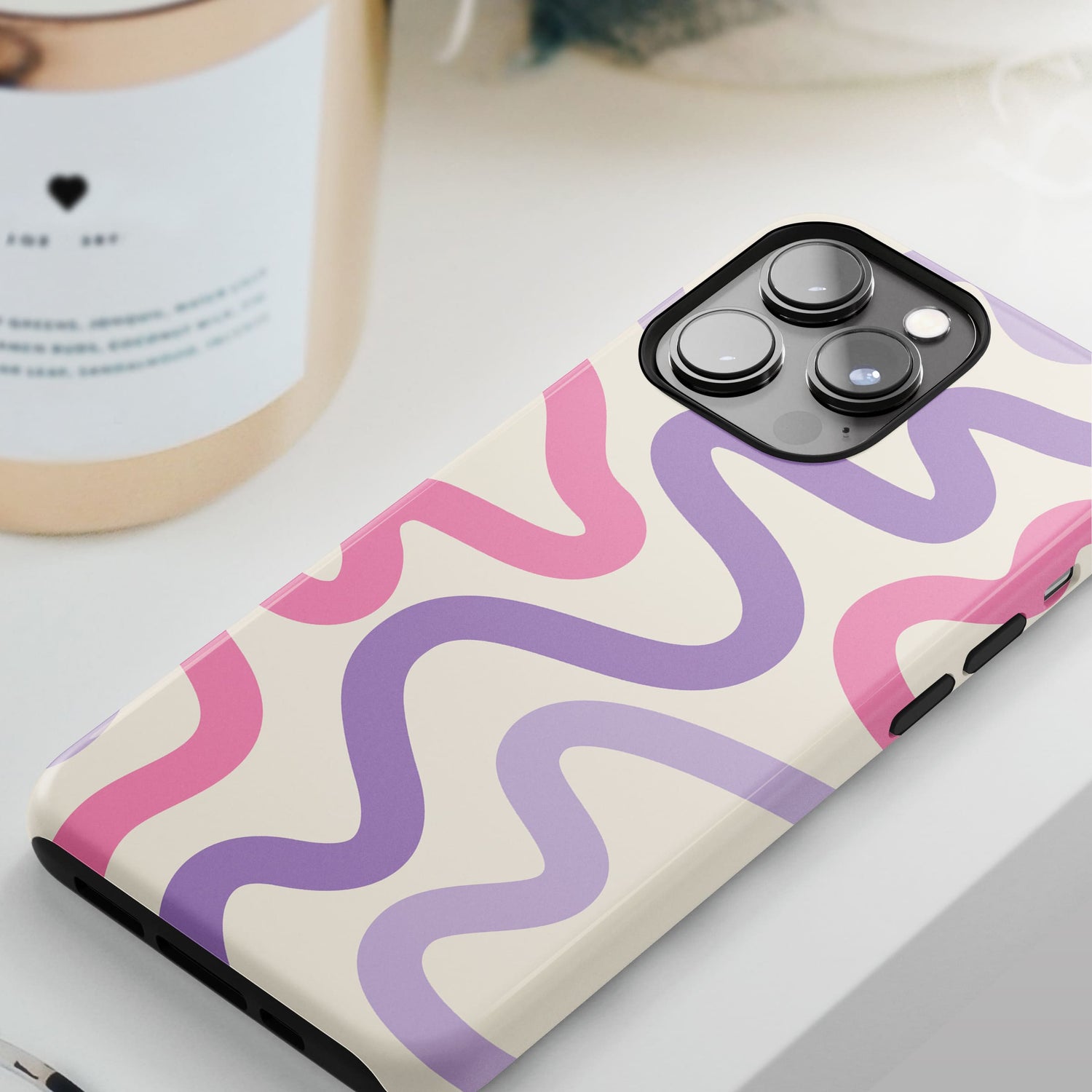 Purple and Pink Abstract Wavy Pattern Print Case  Phone Case
