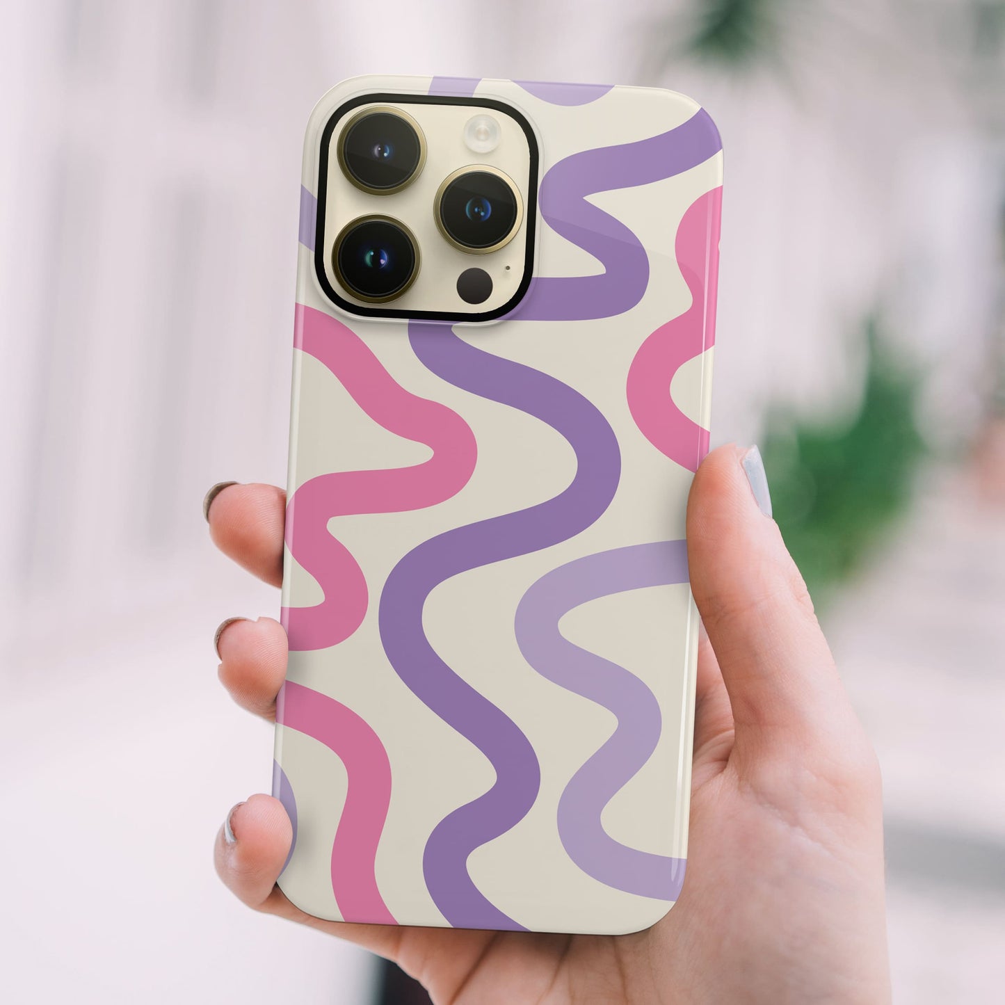 Purple and Pink Abstract Wavy Pattern Print Case  Phone Case