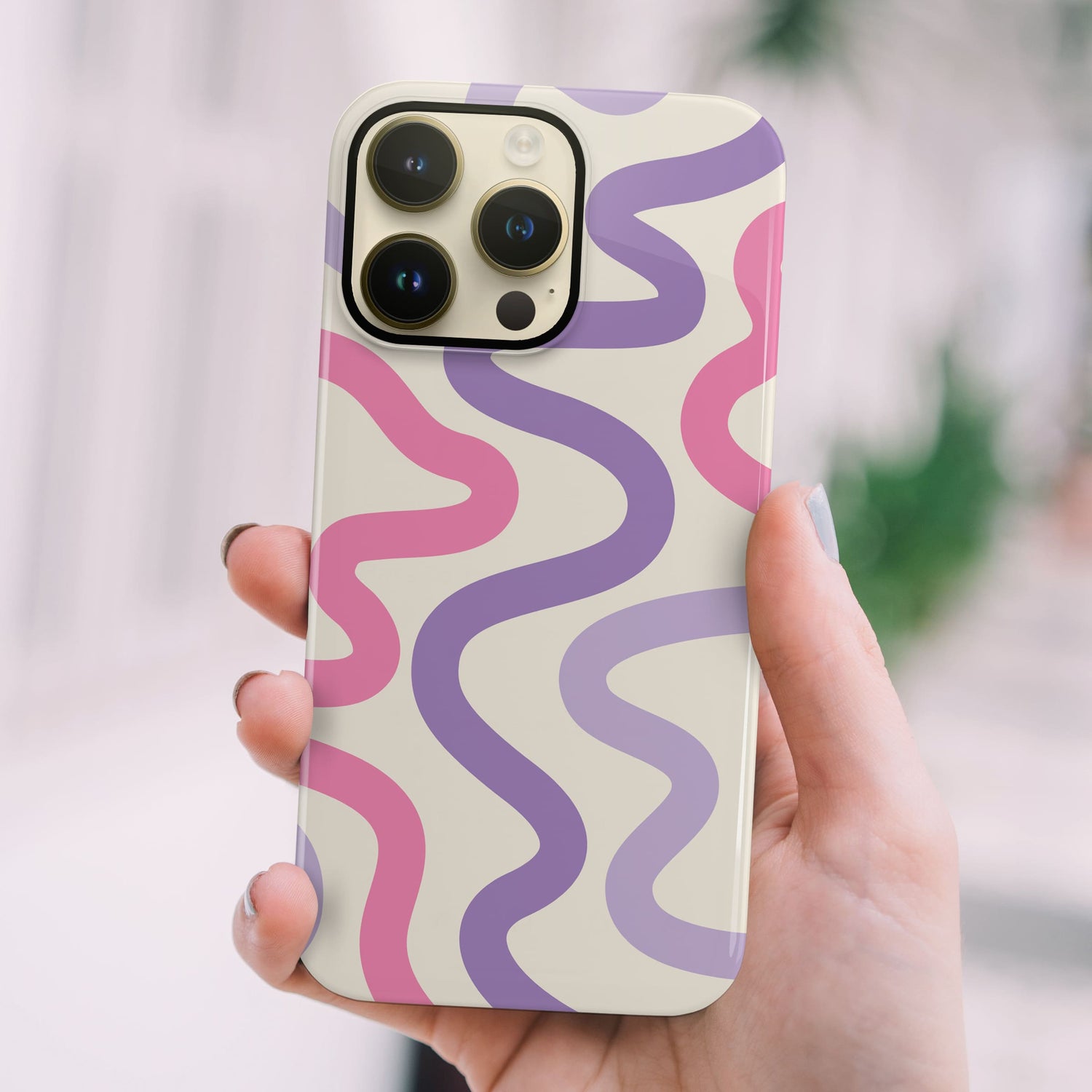 Purple and Pink Abstract Wavy Pattern Print Case  Phone Case