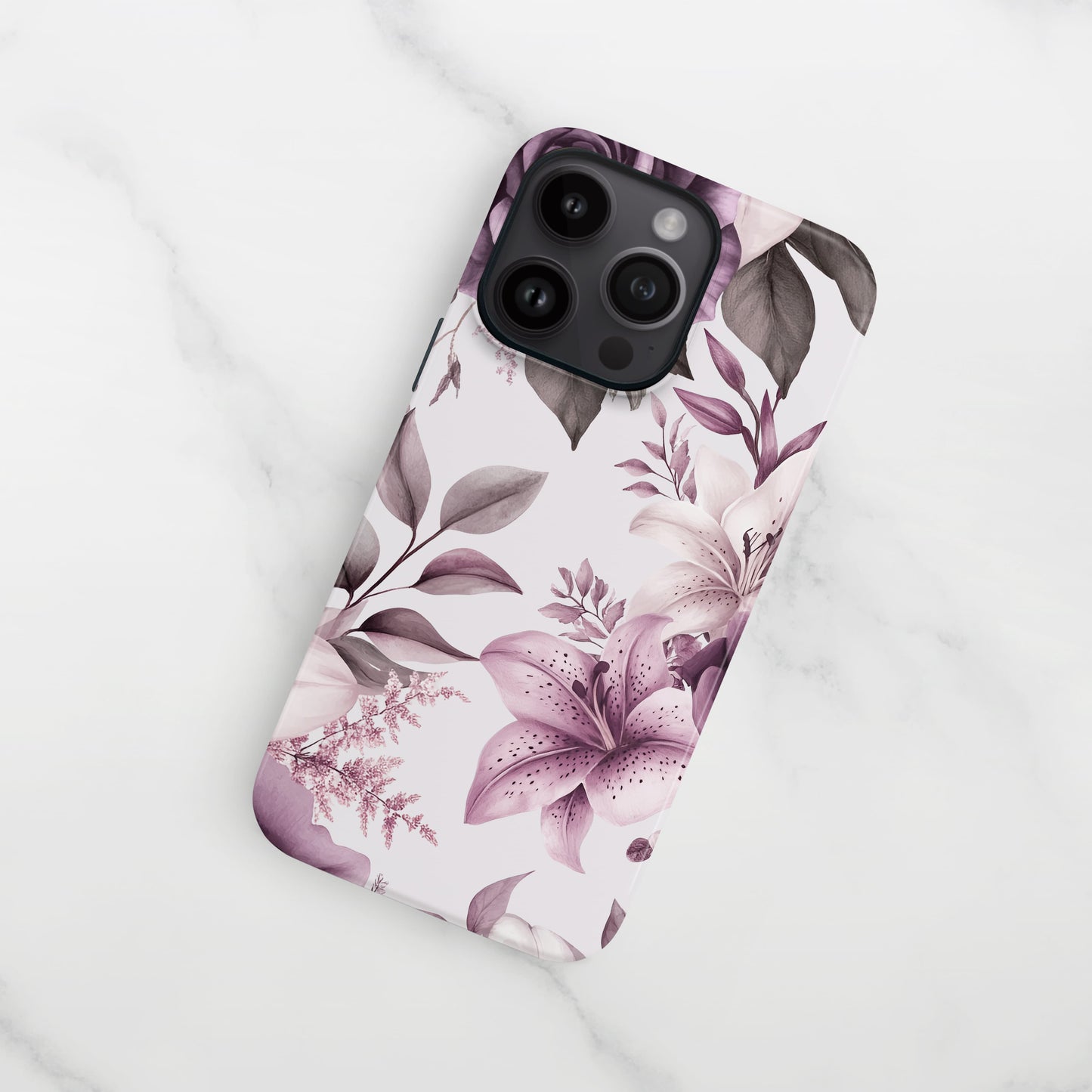 Purple Lily Floral Print Phone Case Phone Case