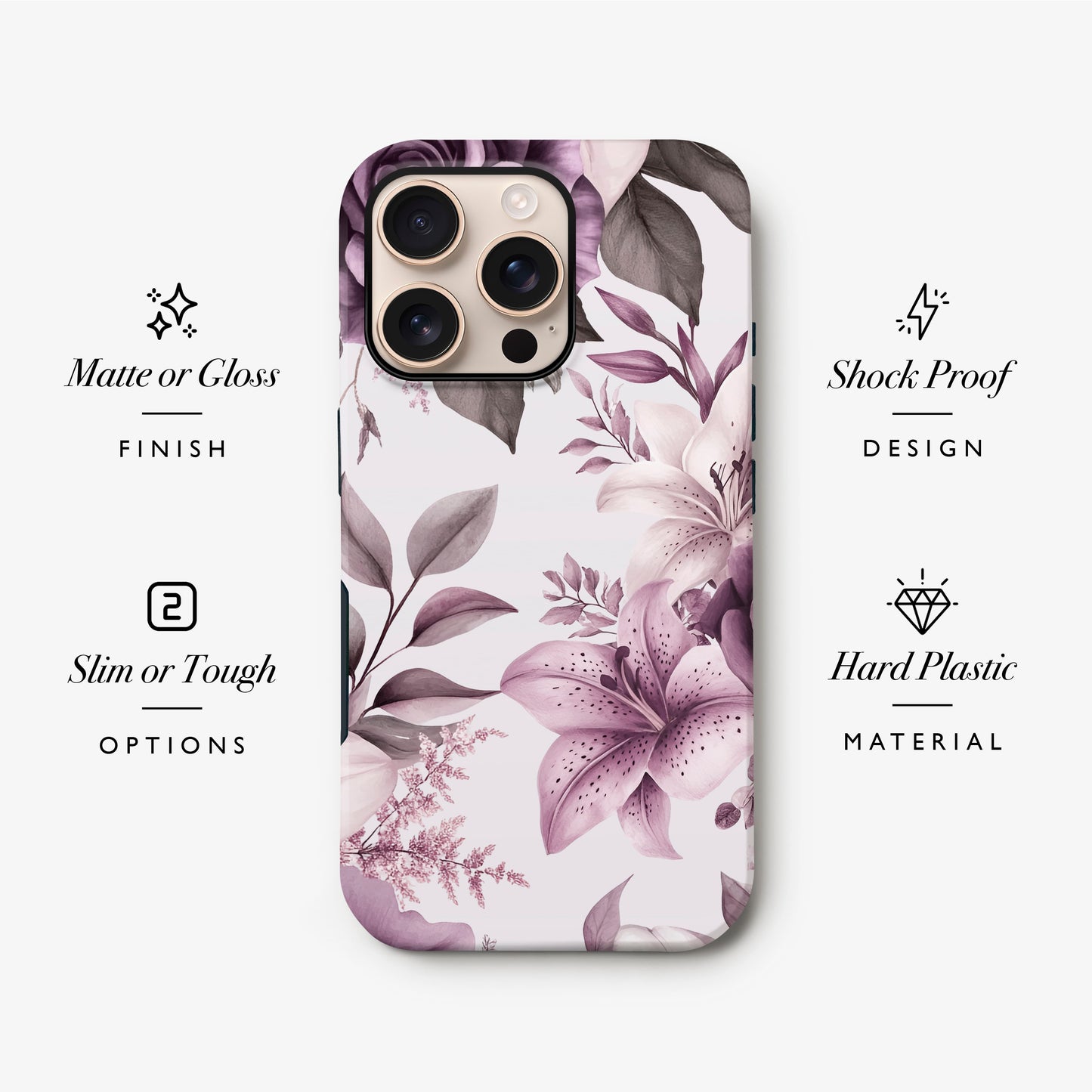 Purple Lily Floral Print Phone Case Phone Case