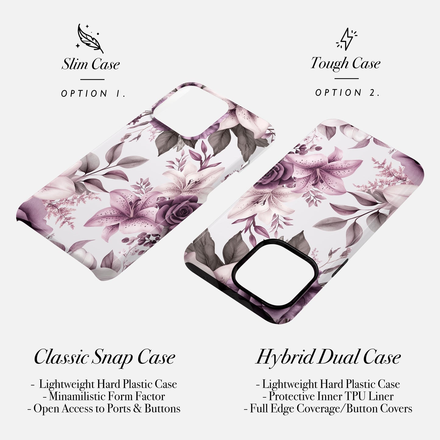 Purple Lily Floral Print Phone Case Phone Case